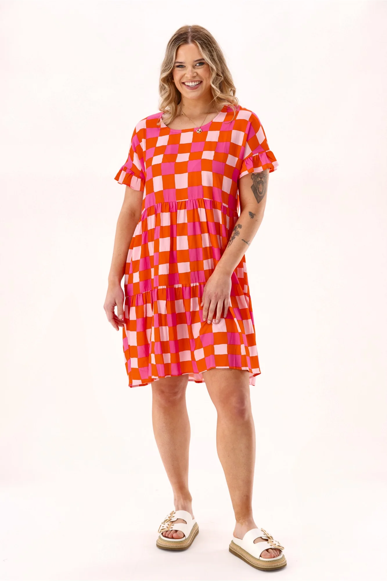 Gloss The Label Sybil Dress Red Print - Image 5