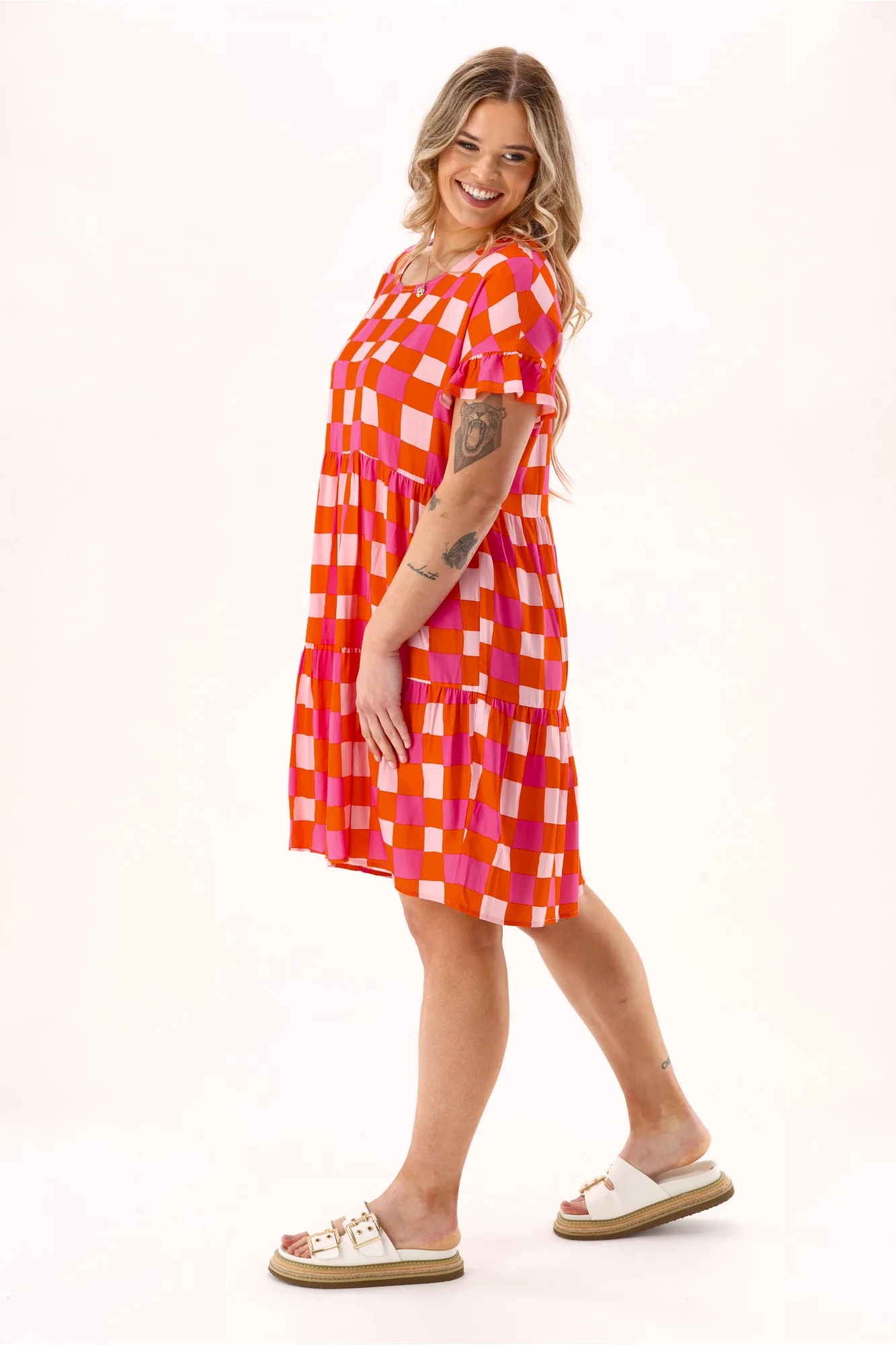 Gloss The Label Sybil Dress Red Print - Image 6