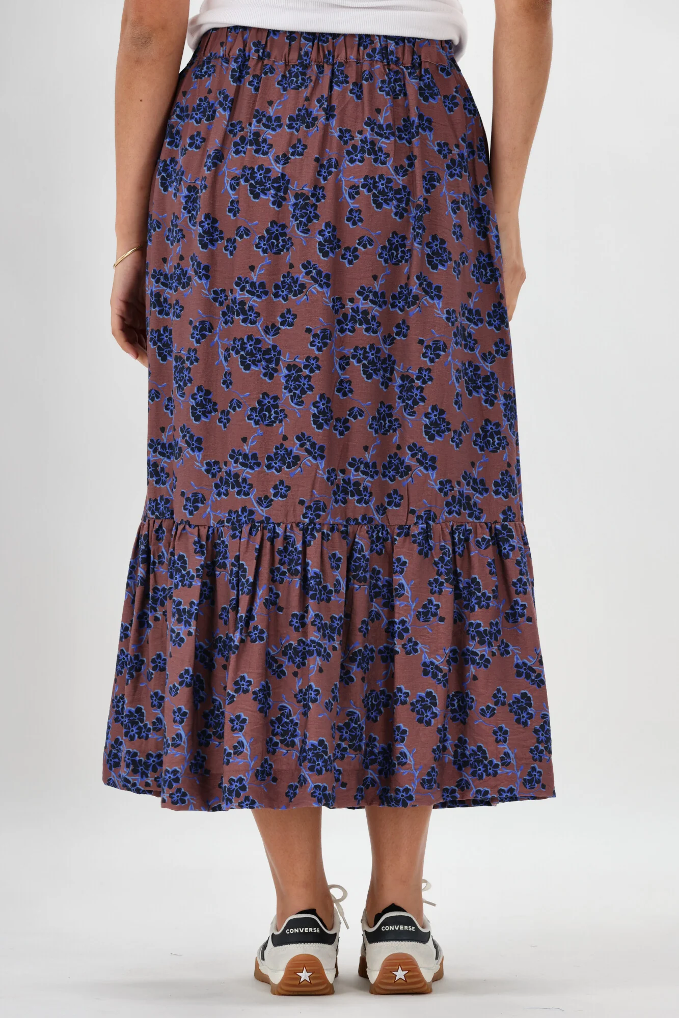 Gloss The Label Taia Frill Hem Skirt Chocolate Floral - Image 6