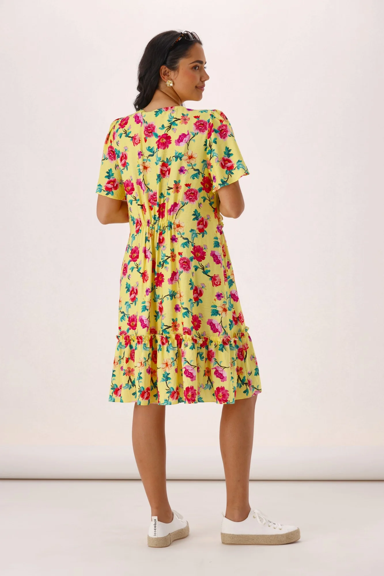 Gloss The Label Tammi Frill Hem Bouquet Dress Yellow Floral - Image 7