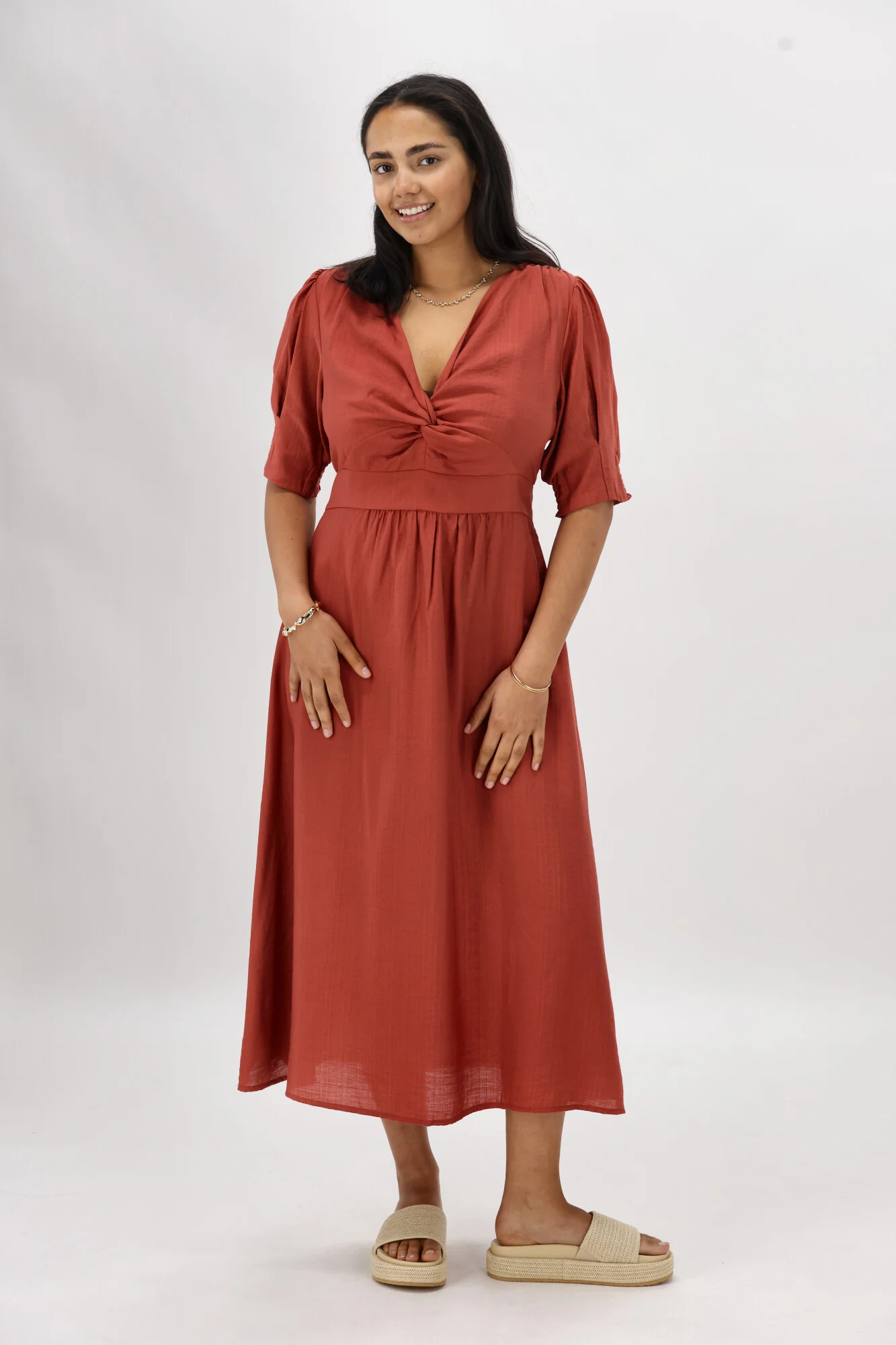Gloss The Label Tanner Crossover Dress Rust