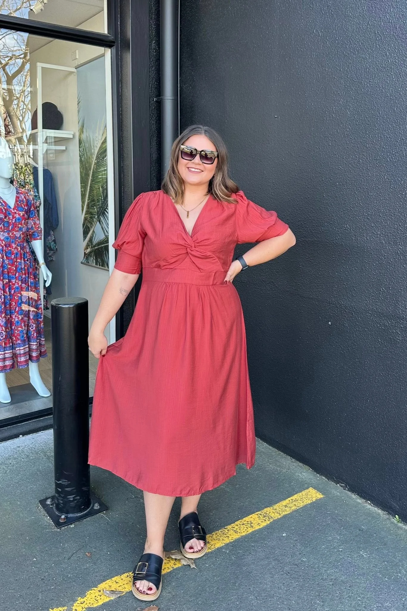 Gloss The Label Tanner Crossover Dress Rust - Image 2