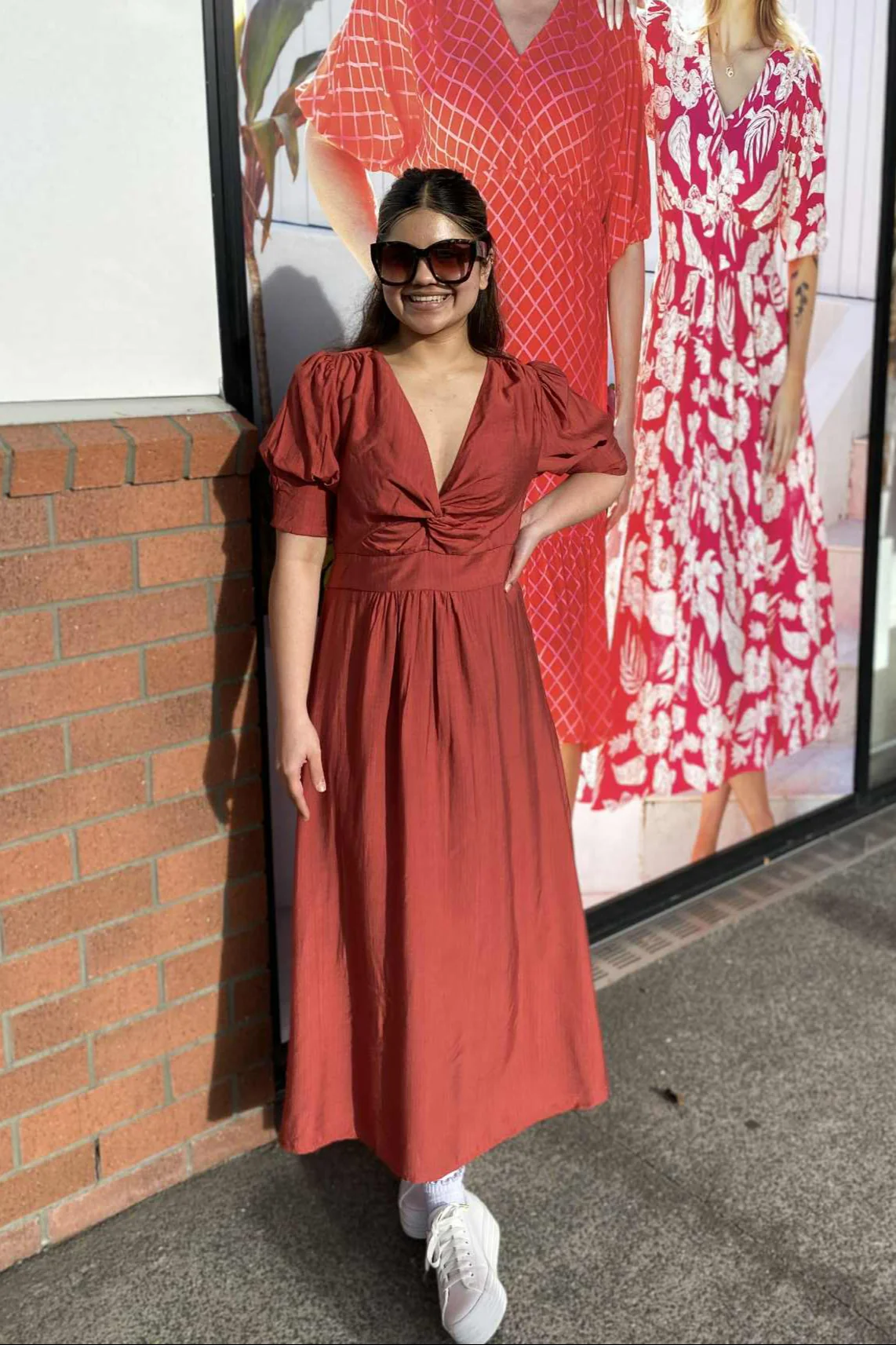 Gloss The Label Tanner Crossover Dress Rust - Image 5