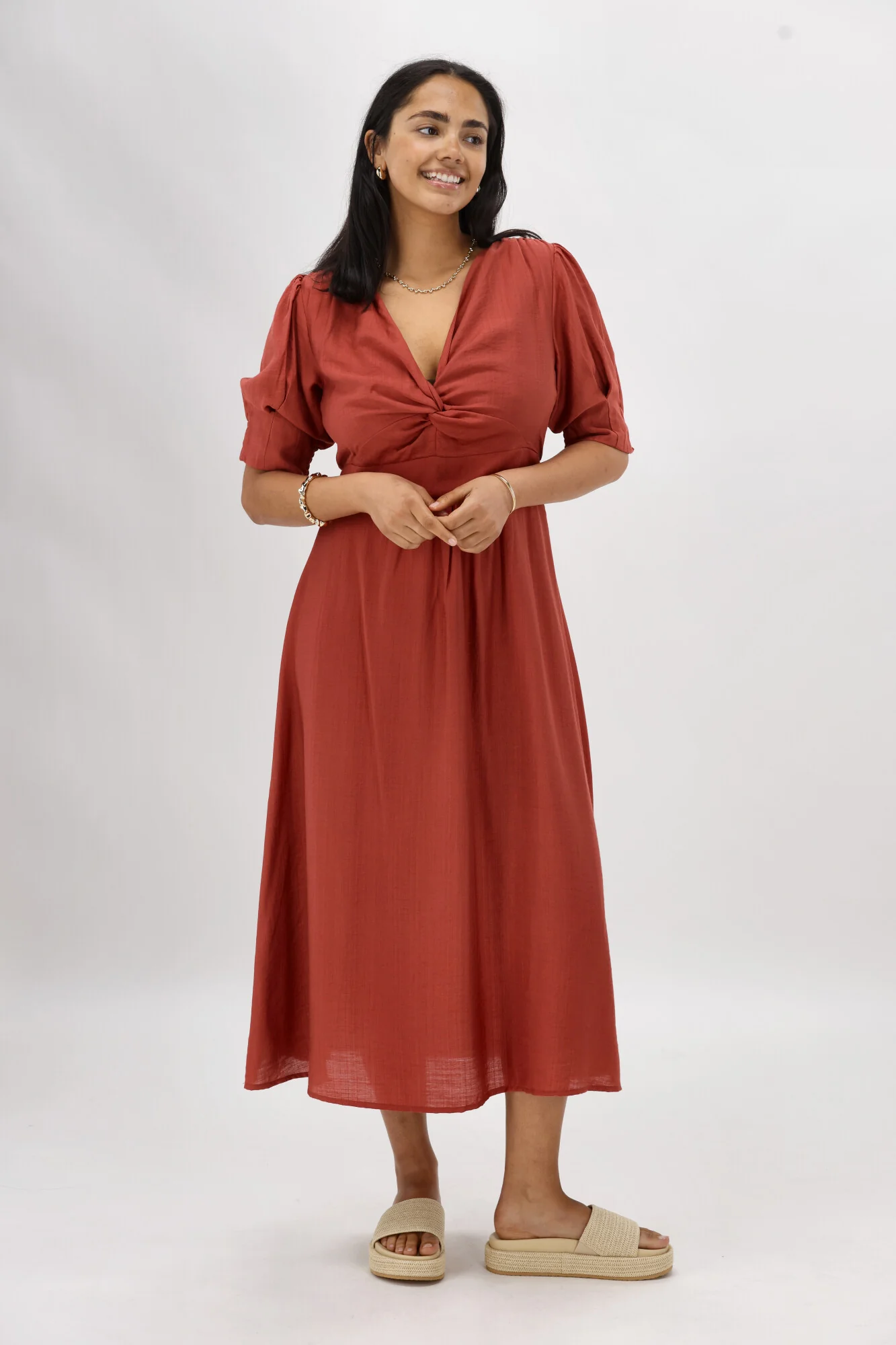 Gloss The Label Tanner Crossover Dress Rust - Image 6