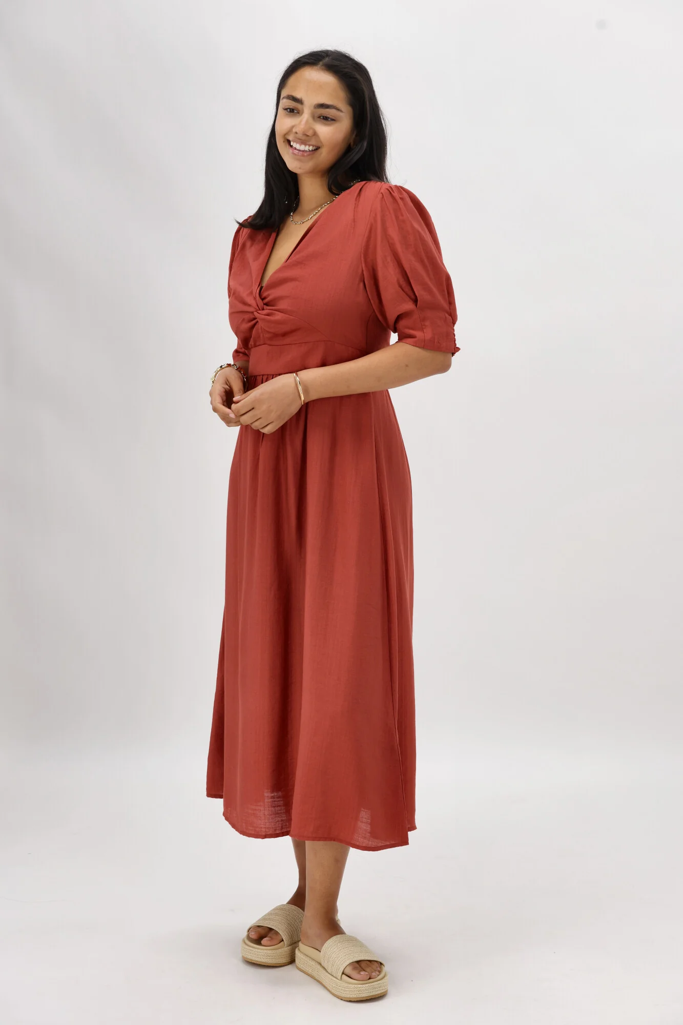 Gloss The Label Tanner Crossover Dress Rust - Image 7
