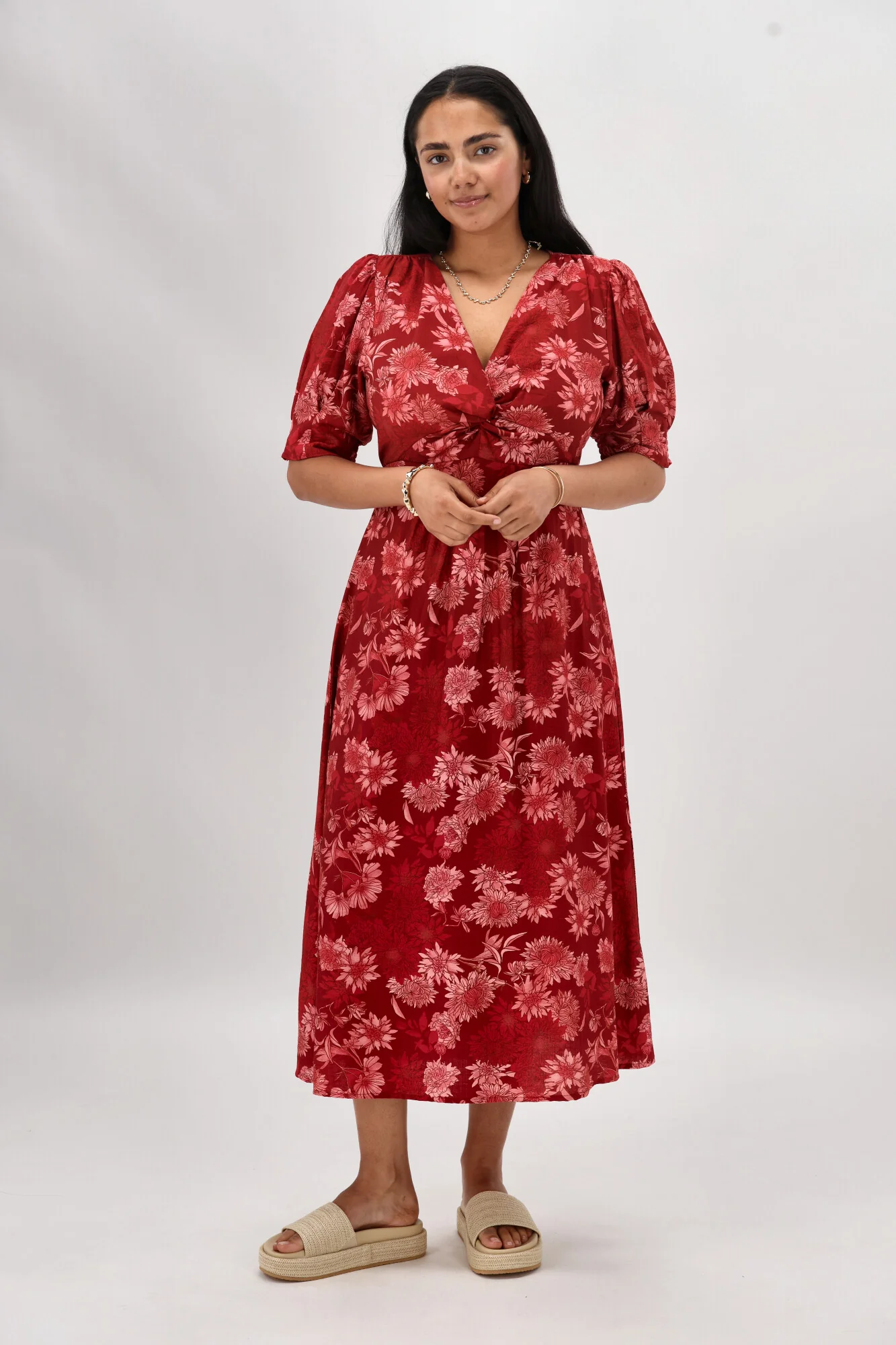 Gloss The Label Tanner Crossover Dress Rust Floral