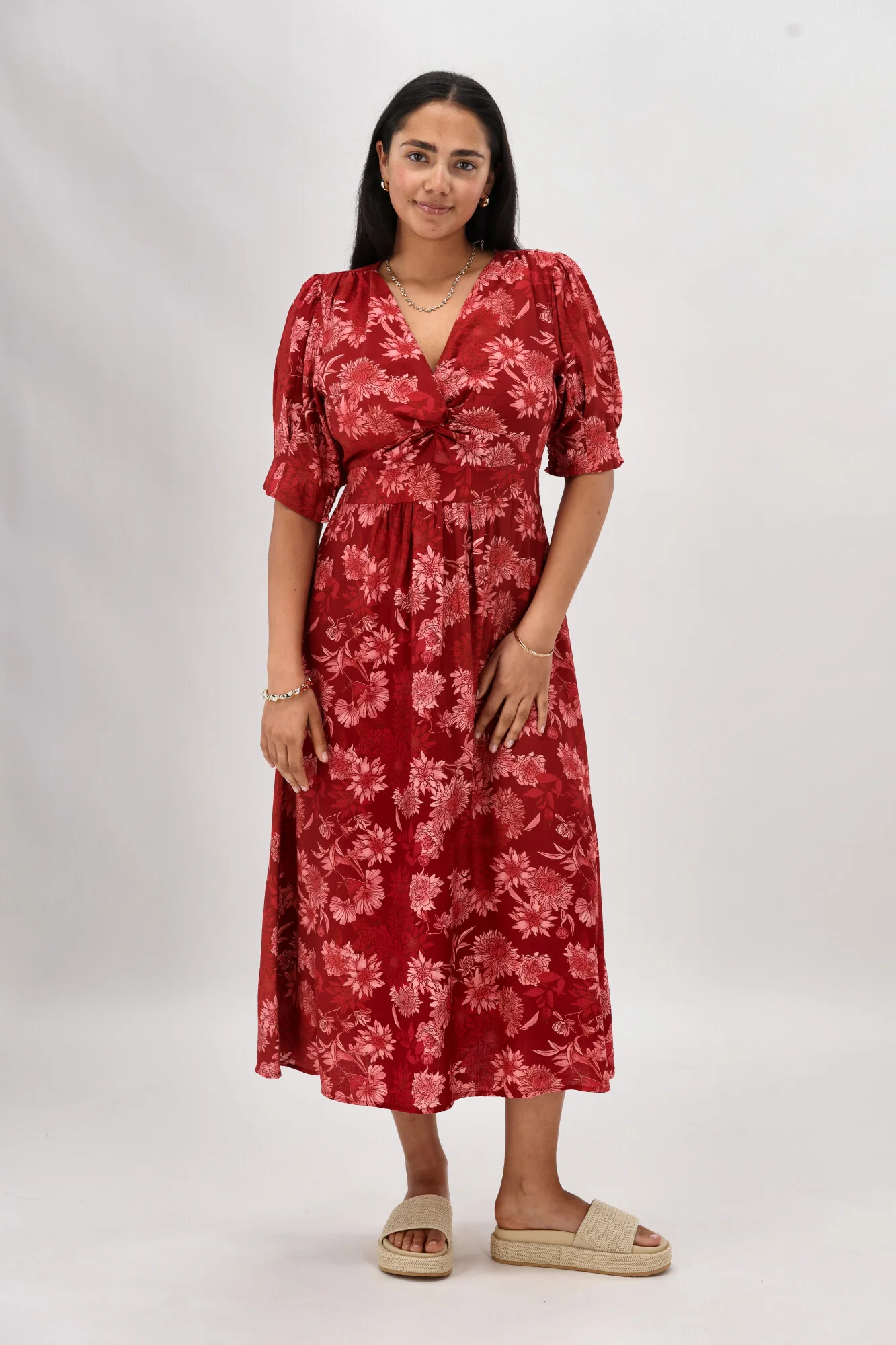Gloss The Label Tanner Crossover Dress Rust Floral - Image 4
