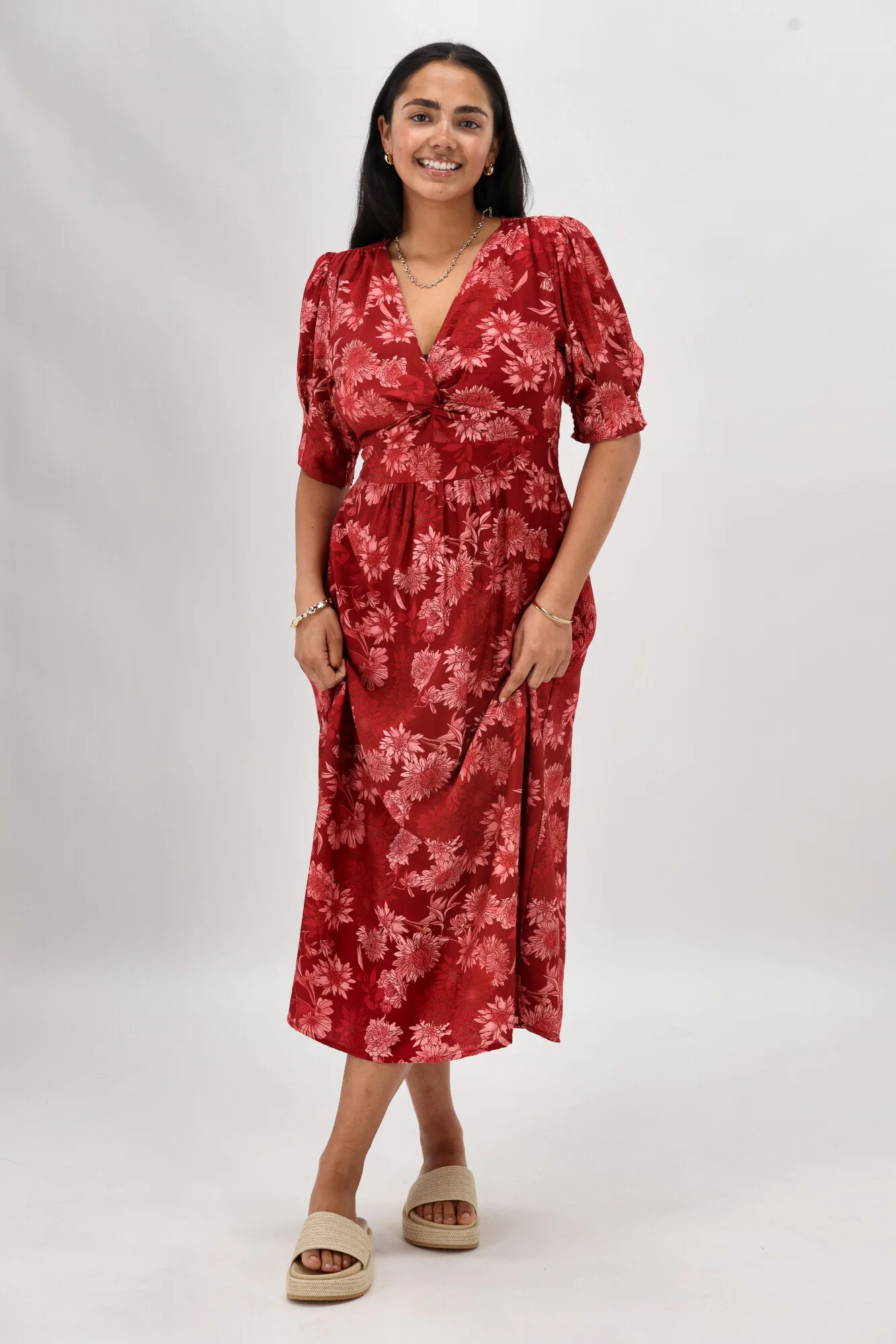 Gloss The Label Tanner Crossover Dress Rust Floral - Image 5