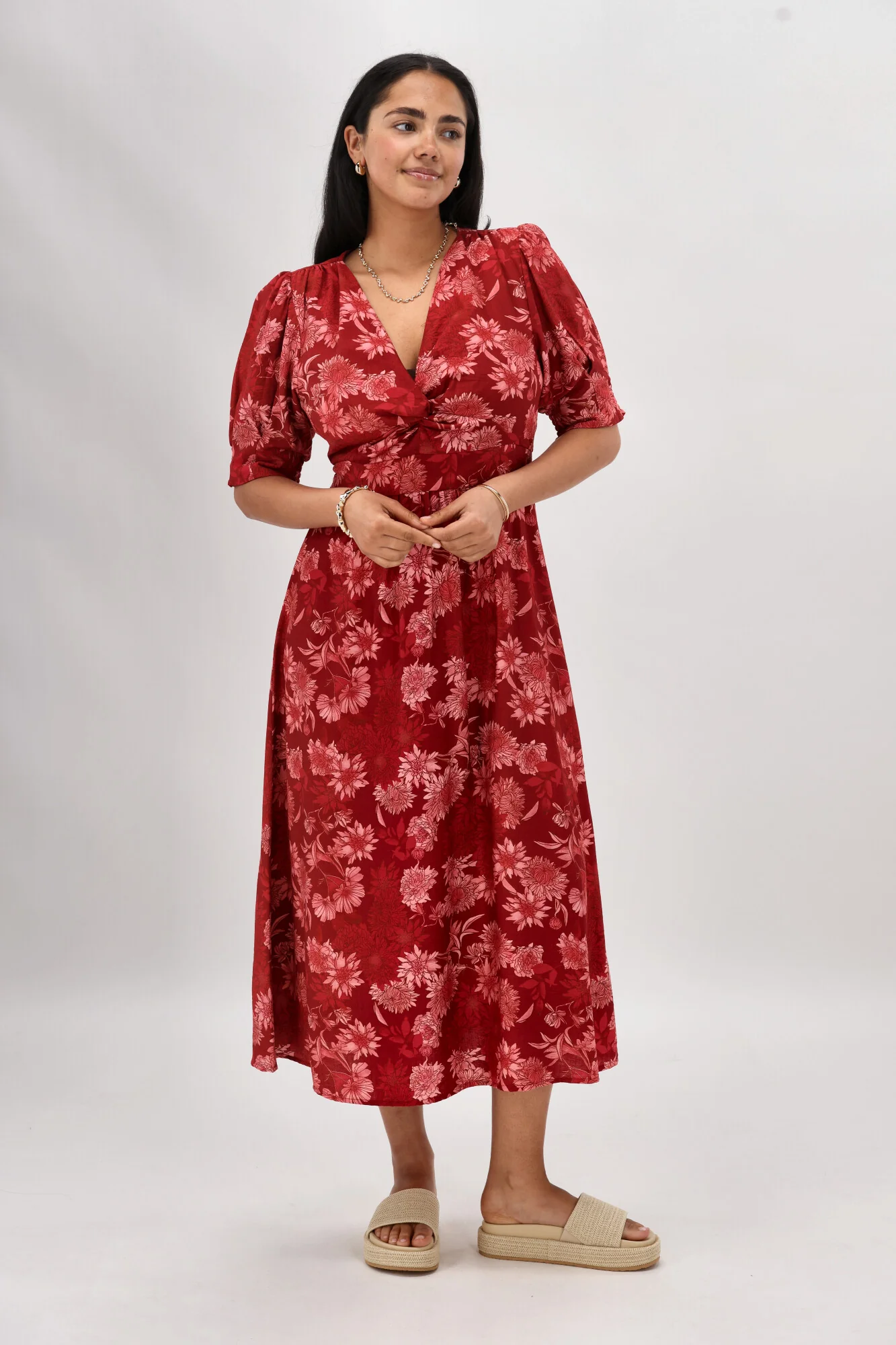 Gloss The Label Tanner Crossover Dress Rust Floral - Image 6