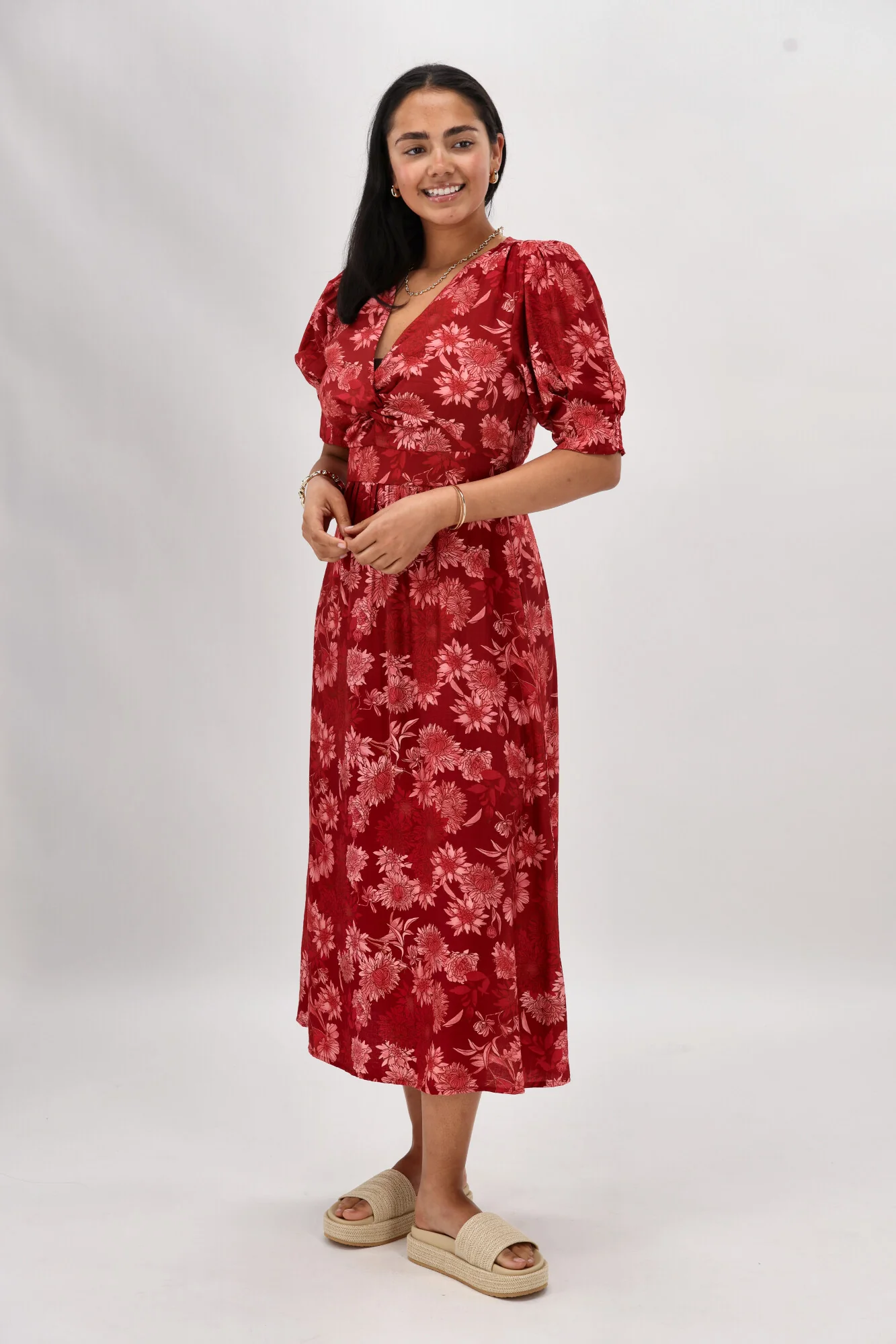 Gloss The Label Tanner Crossover Dress Rust Floral - Image 7