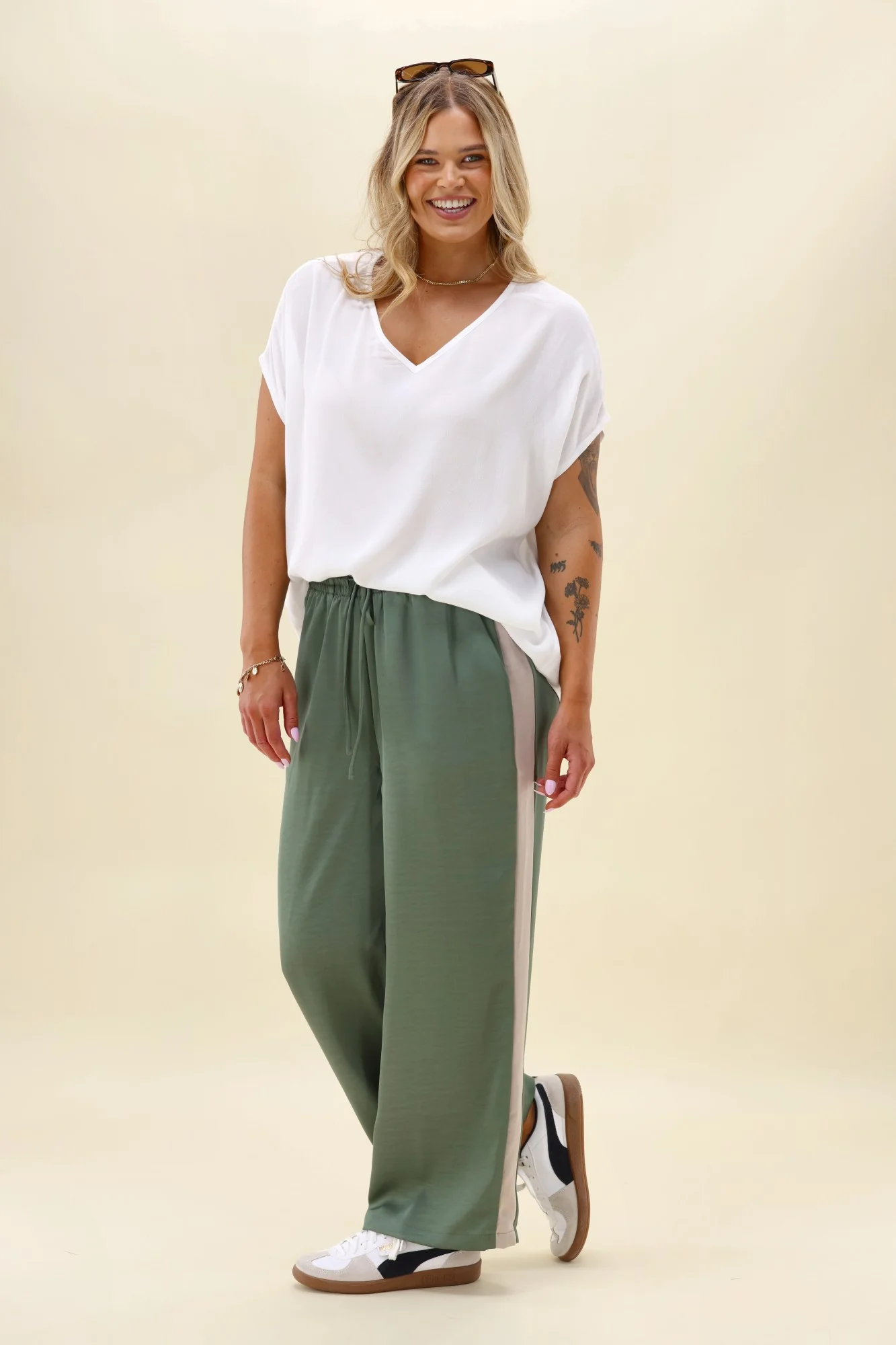 Gloss The Label Yara Satin Pant Sage Green - Image 7