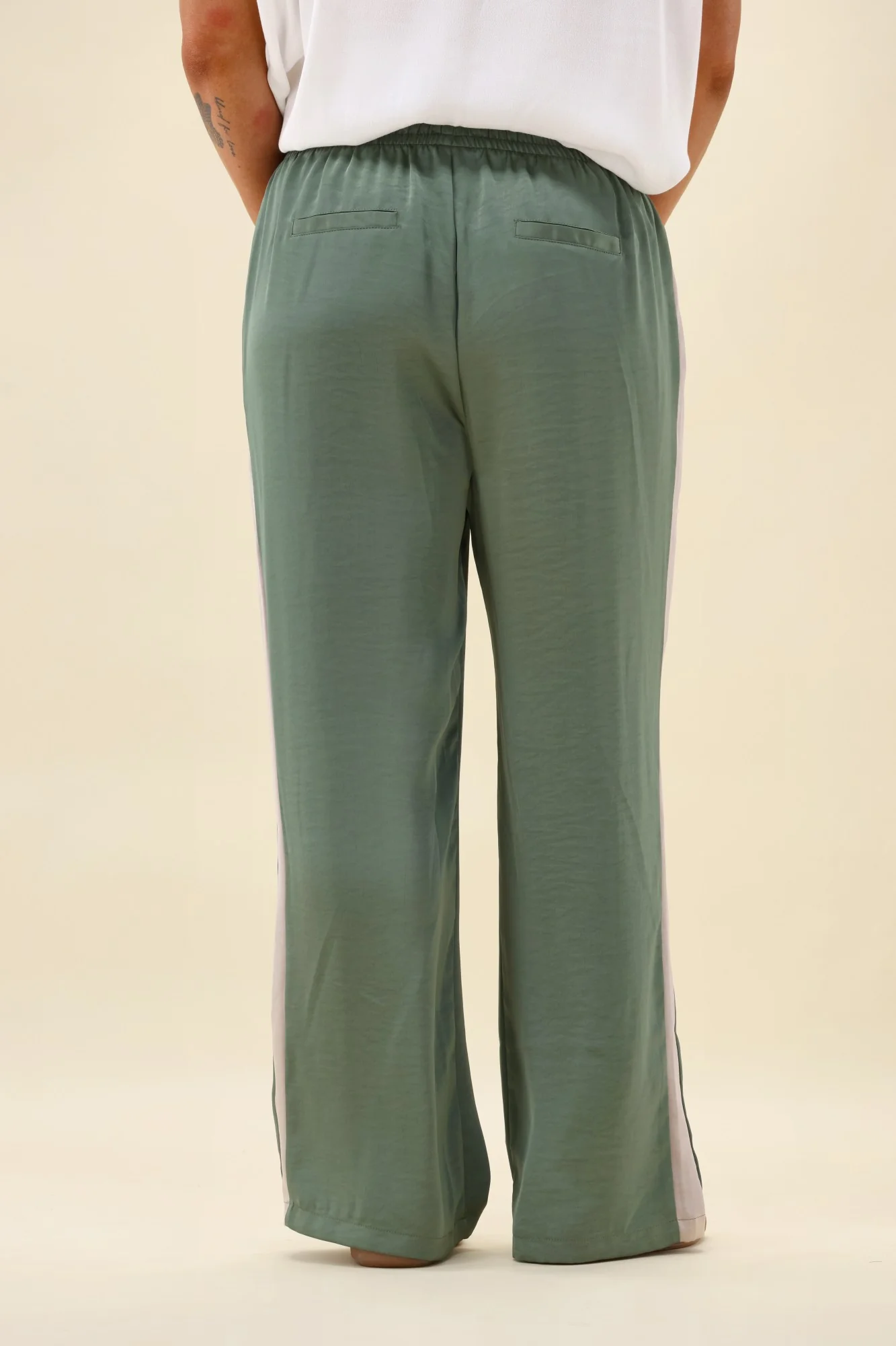 Gloss The Label Yara Satin Pant Sage Green - Image 8