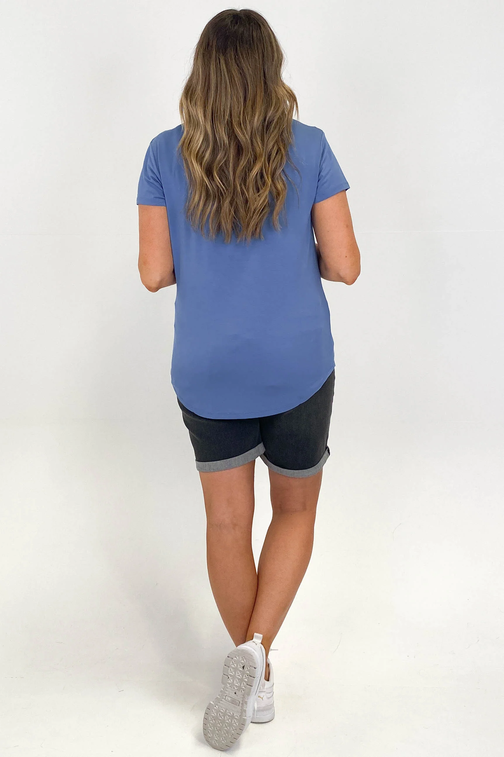 Go Girl Bamboo V Neck Tee Shirt French Blue - Image 6
