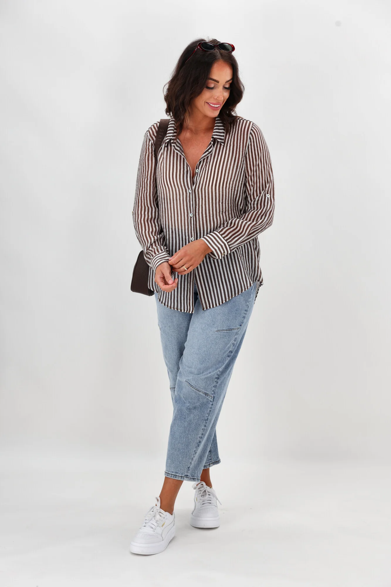 Gordon Smith City Stripe Shirt Chocolate/White - Image 5