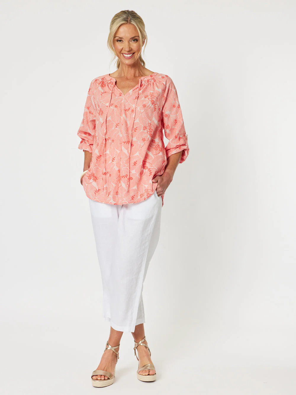 Gordon Smith Emma Embroidered Shirt Melon - Image 3