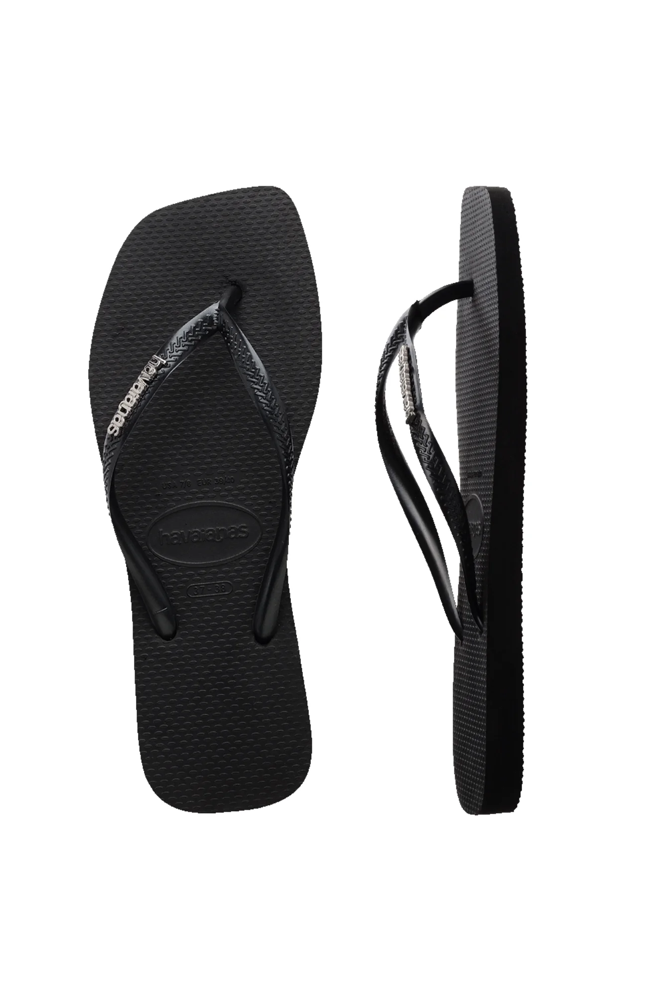 Havaianas Slim Square Logo Metallic 2976 Black Silver - Image 7