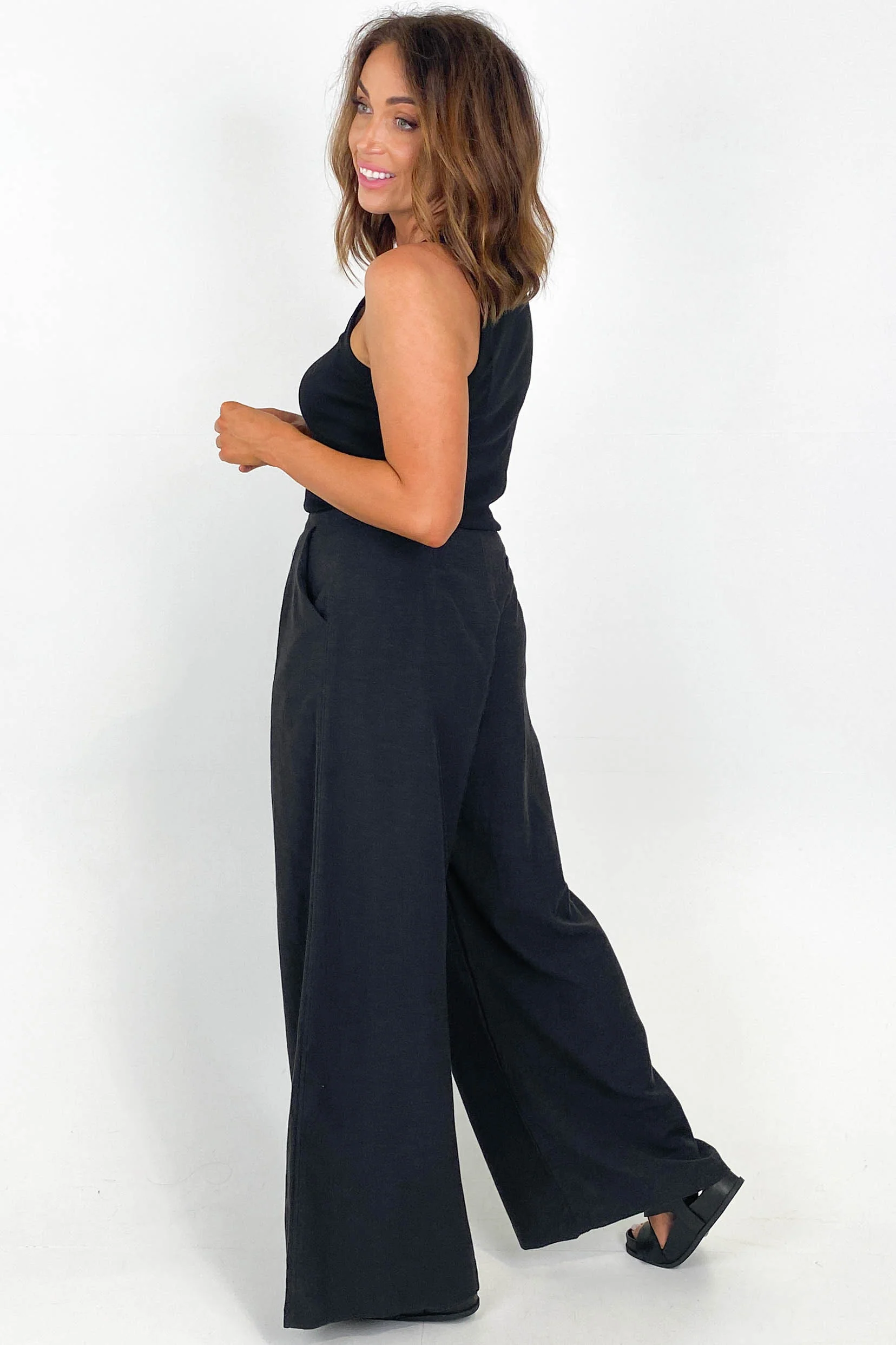 Iris Maxi Linen Blend Pants Black - Image 4