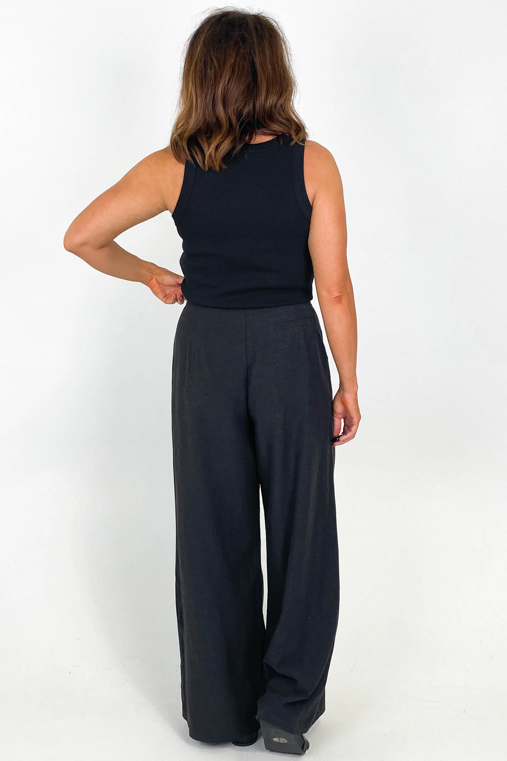 Iris Maxi Linen Blend Pants Black - Image 6