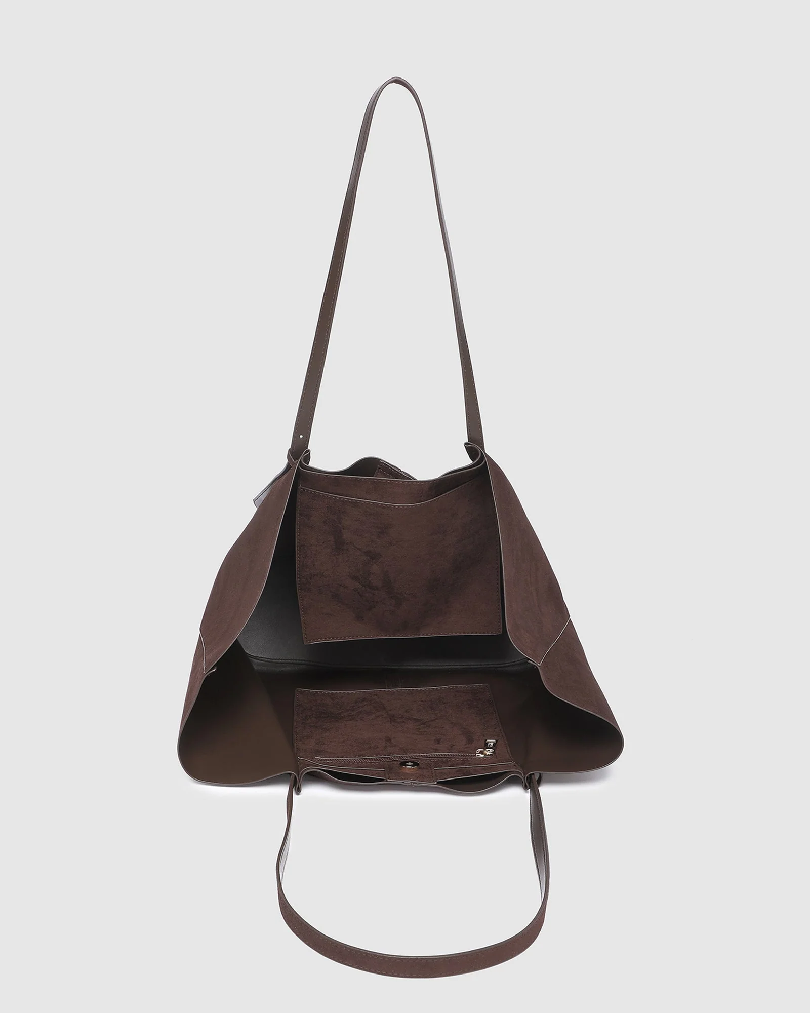 Louenhide Sawyer Suedette Tote Bag Chocolate - Image 6