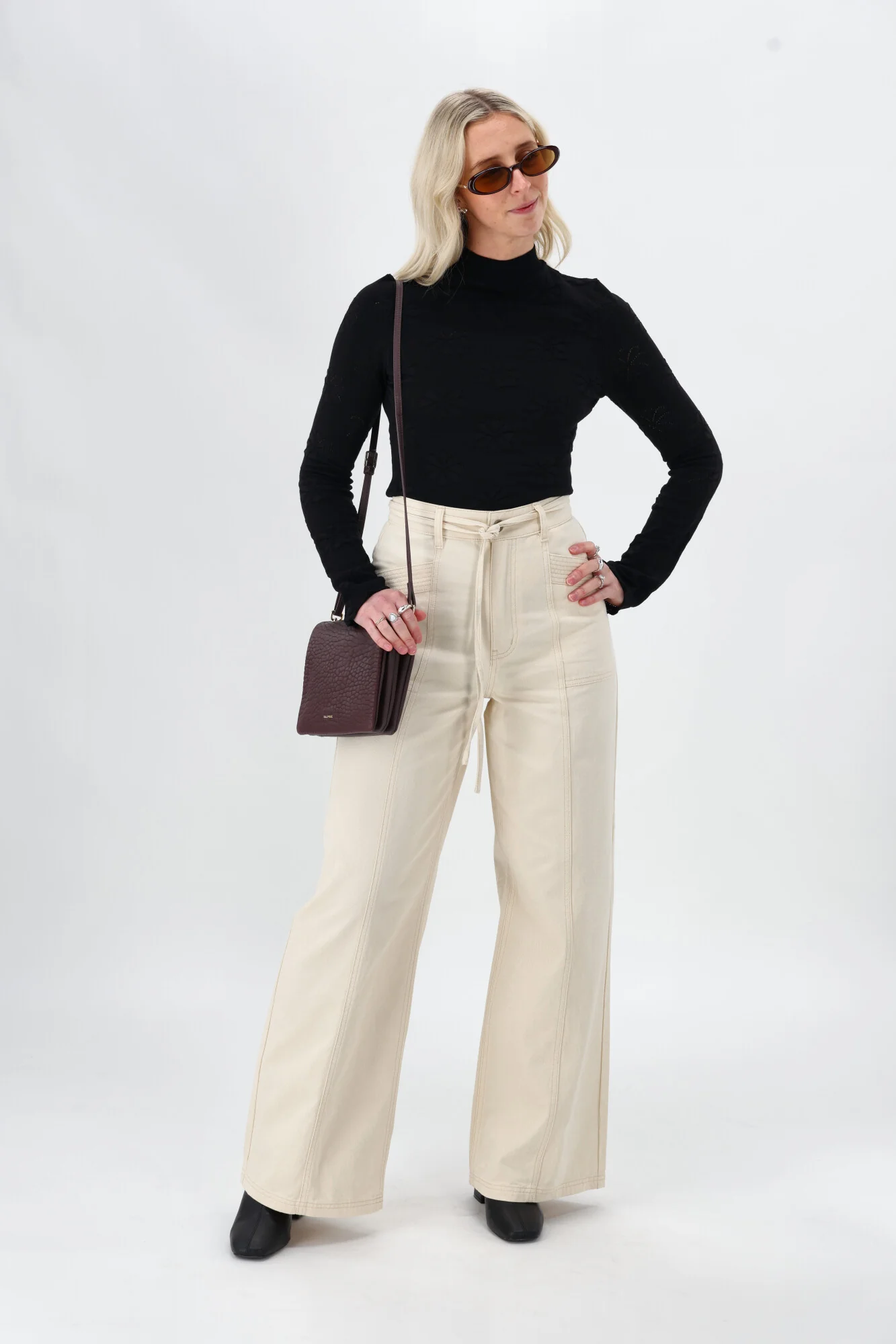 Minkpink Jane Drill Straight Leg Pant Ivory - Image 5