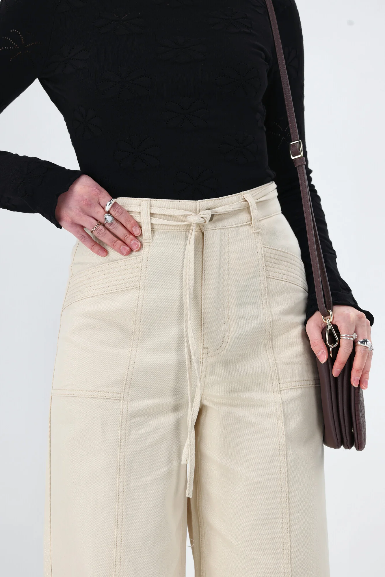 Minkpink Jane Drill Straight Leg Pant Ivory - Image 6