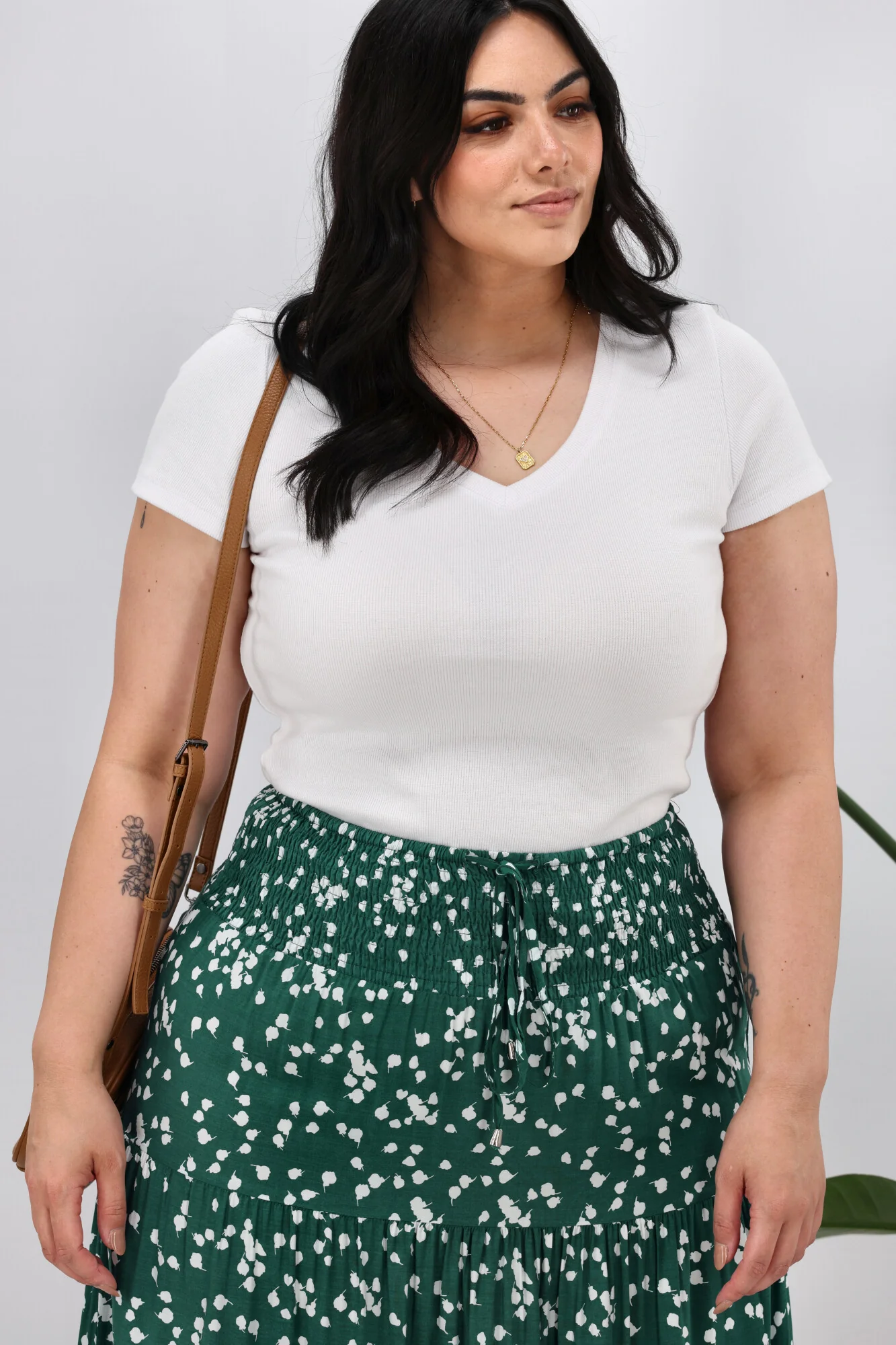 New U Collection Green White Print Maxi Skirt - Image 2