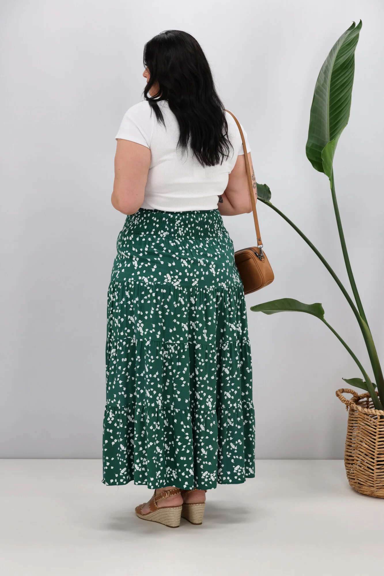 New U Collection Green White Print Maxi Skirt - Image 6