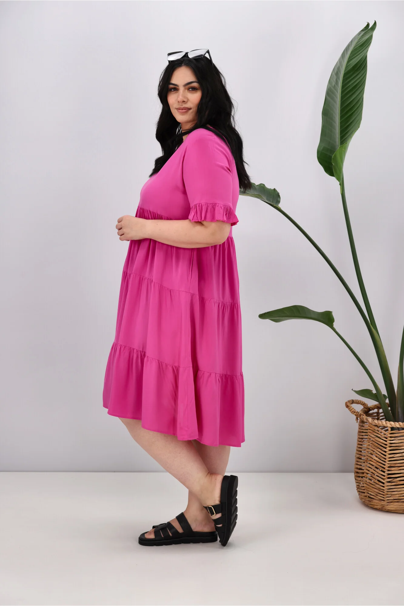 New U Collection Round Neck Midi Dress Pink - Image 5