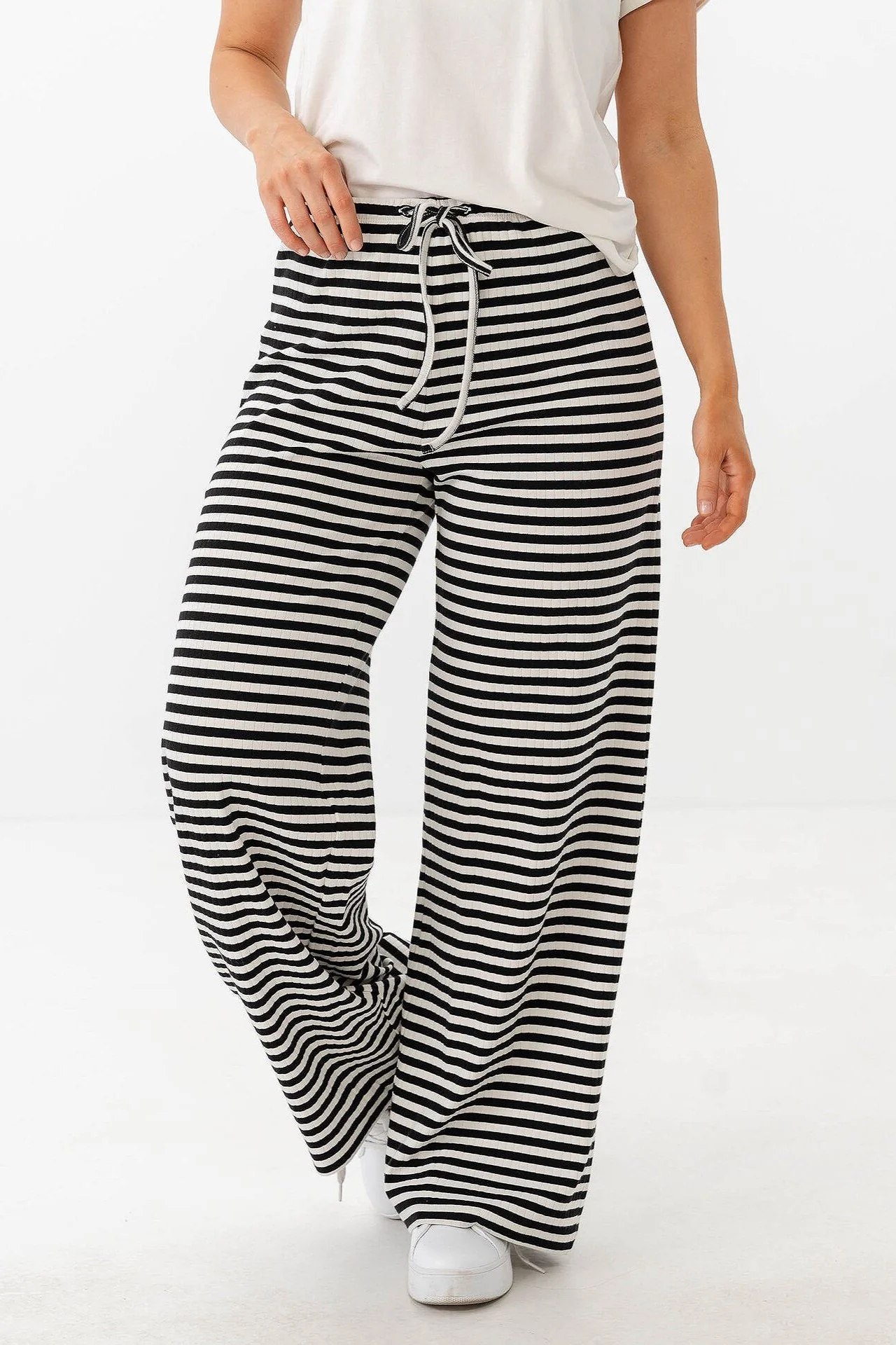 ONLY Aida Stripe Pant Black White - Image 2