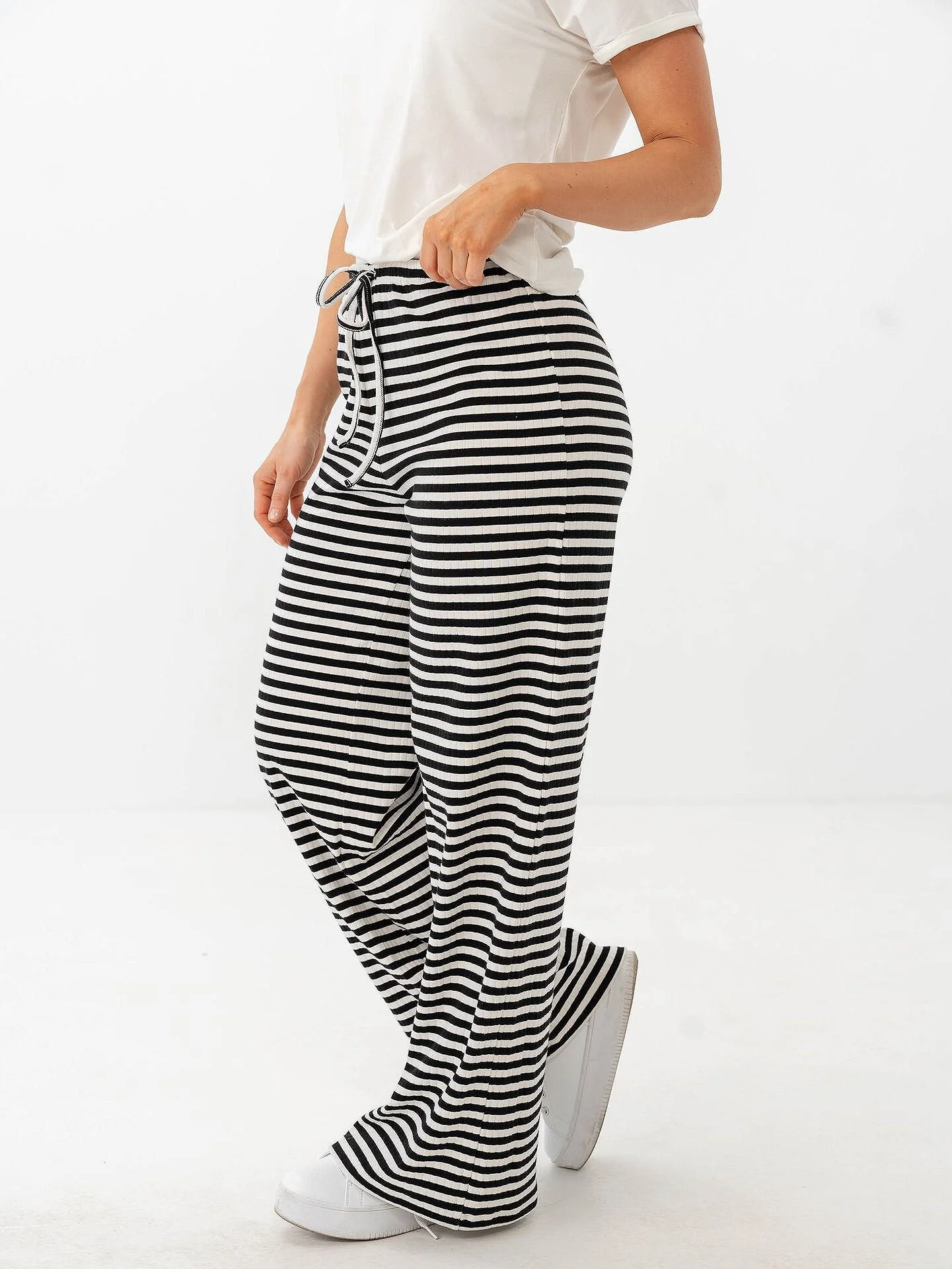 ONLY Aida Stripe Pant Black White - Image 4