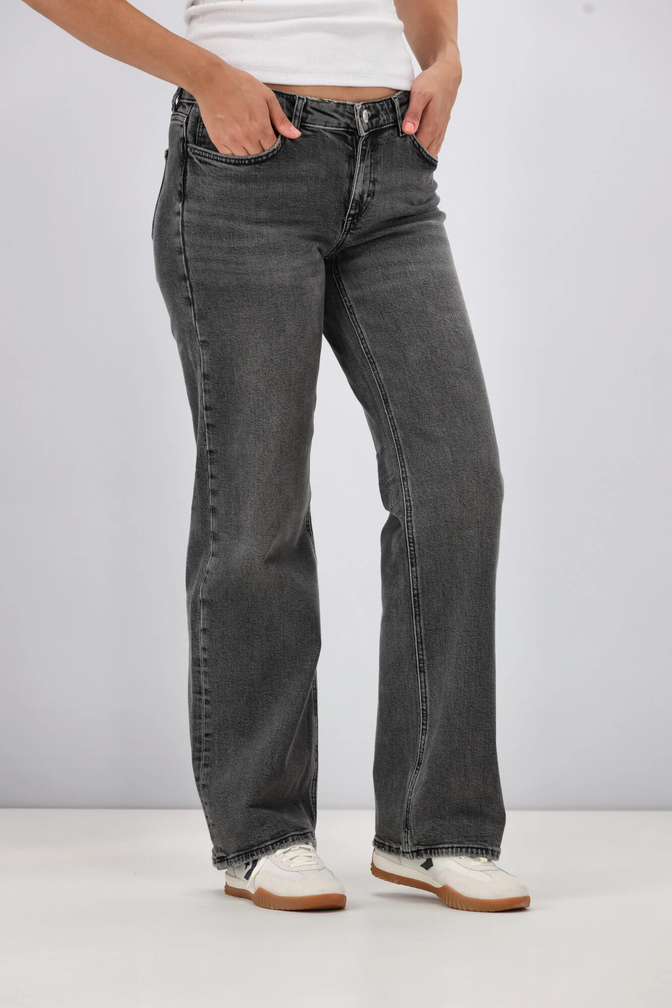 ONLY Juicy Wide Leg Jean Dark Grey - Image 3