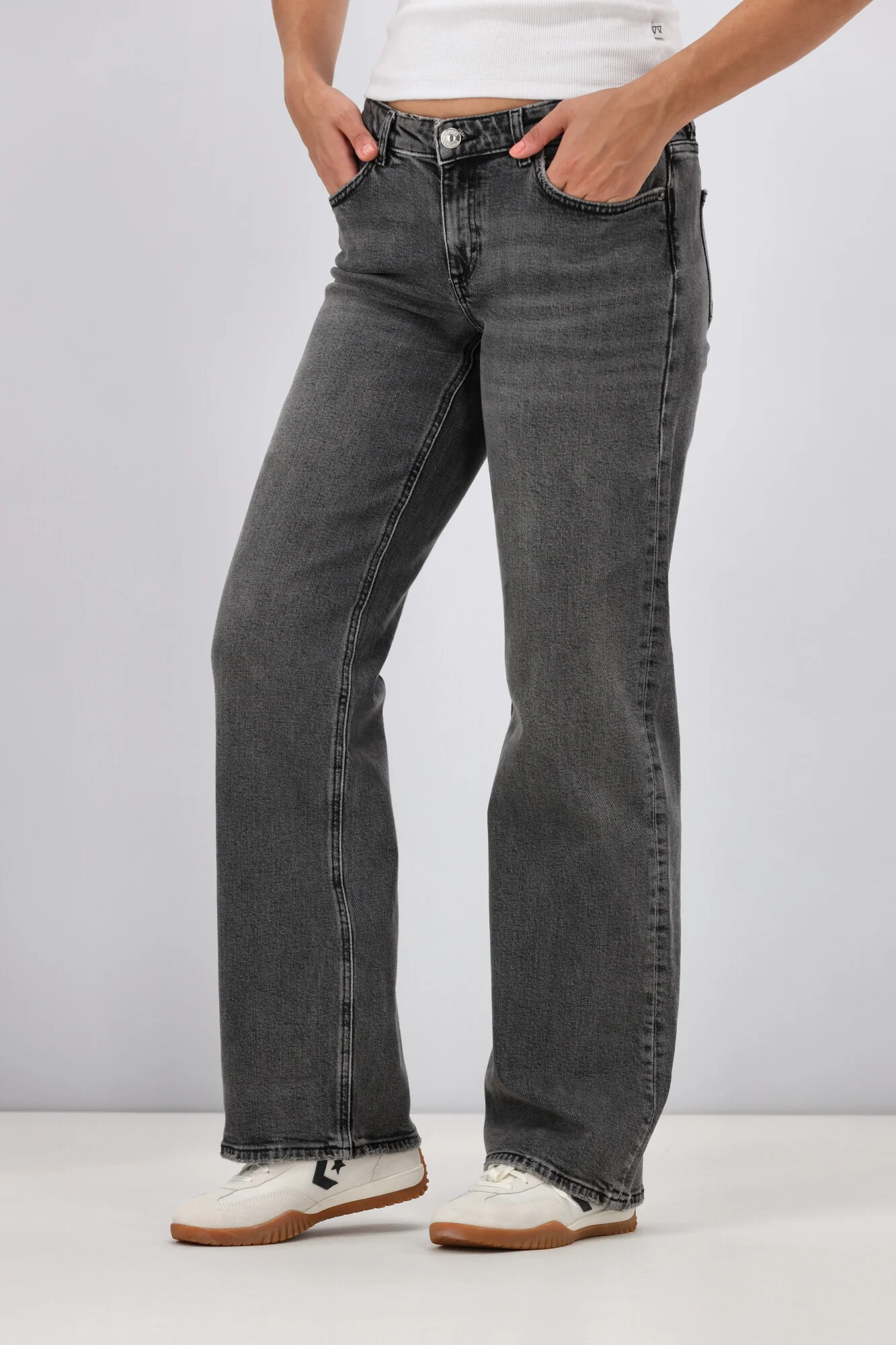 ONLY Juicy Wide Leg Jean Dark Grey - Image 4