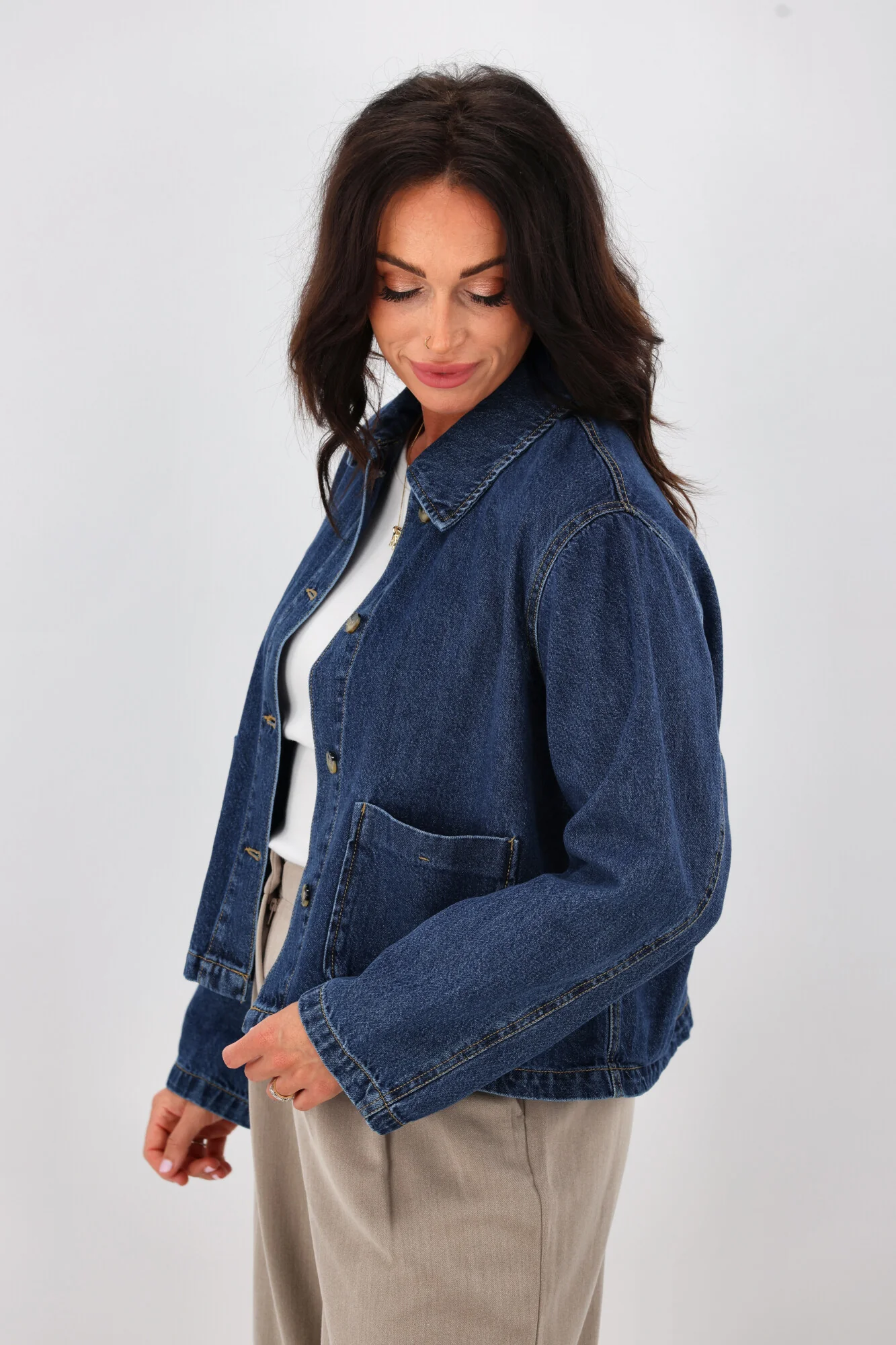 ONLY Lerin Pocket Denim Jacket Dark Blue - Image 6