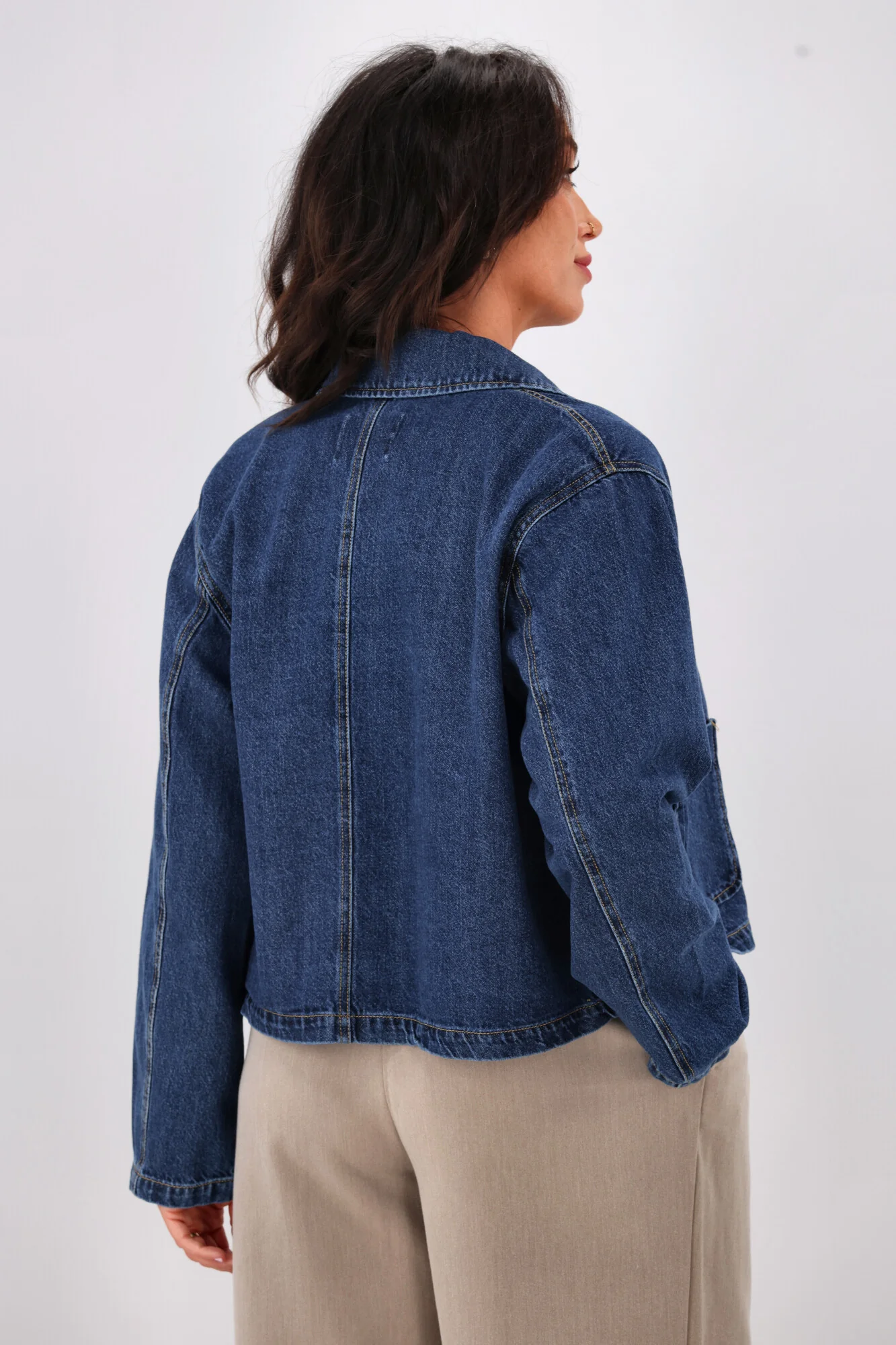 ONLY Lerin Pocket Denim Jacket Dark Blue - Image 7