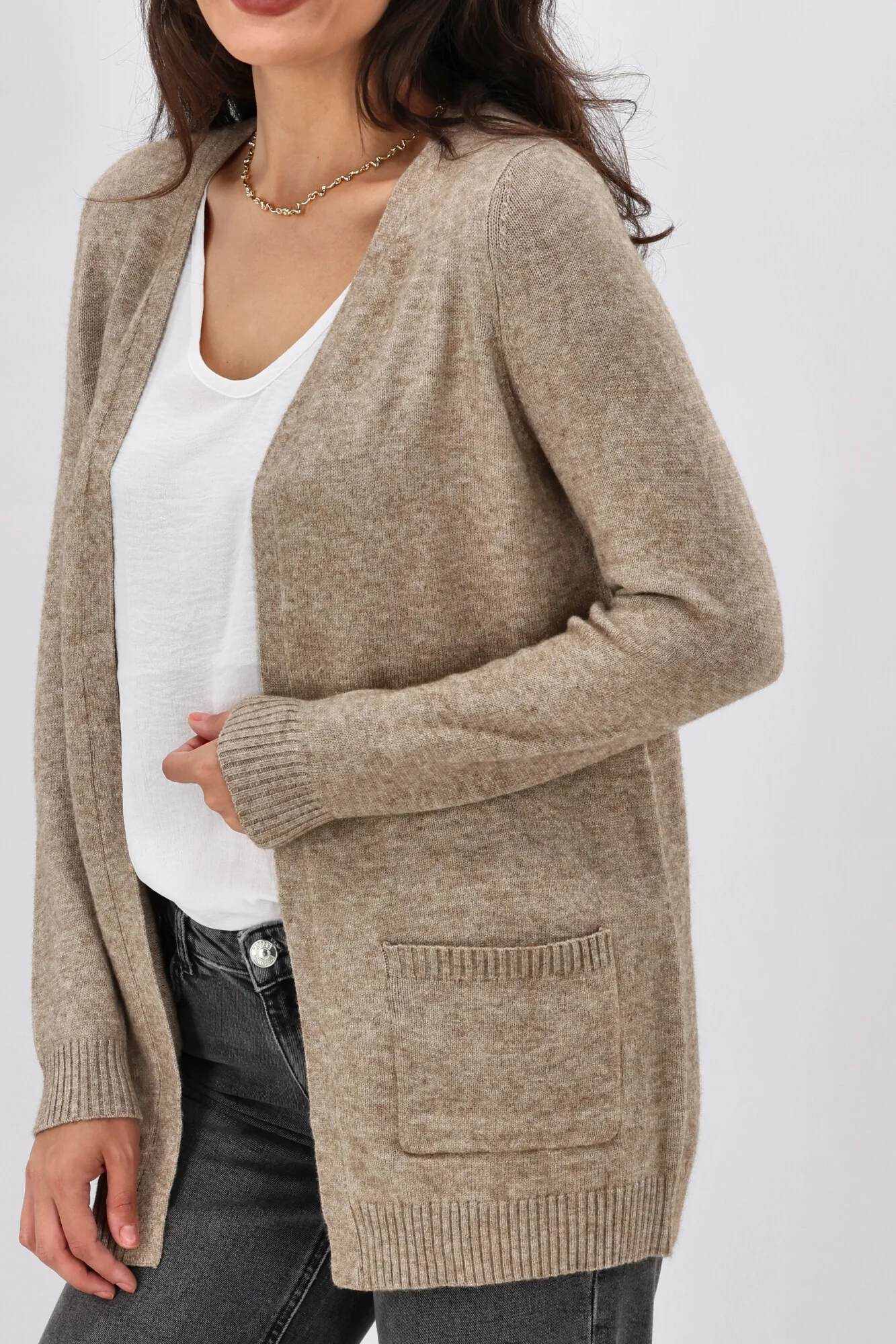 ONLY Lesly L/S Open Cardigan Beige - Image 4