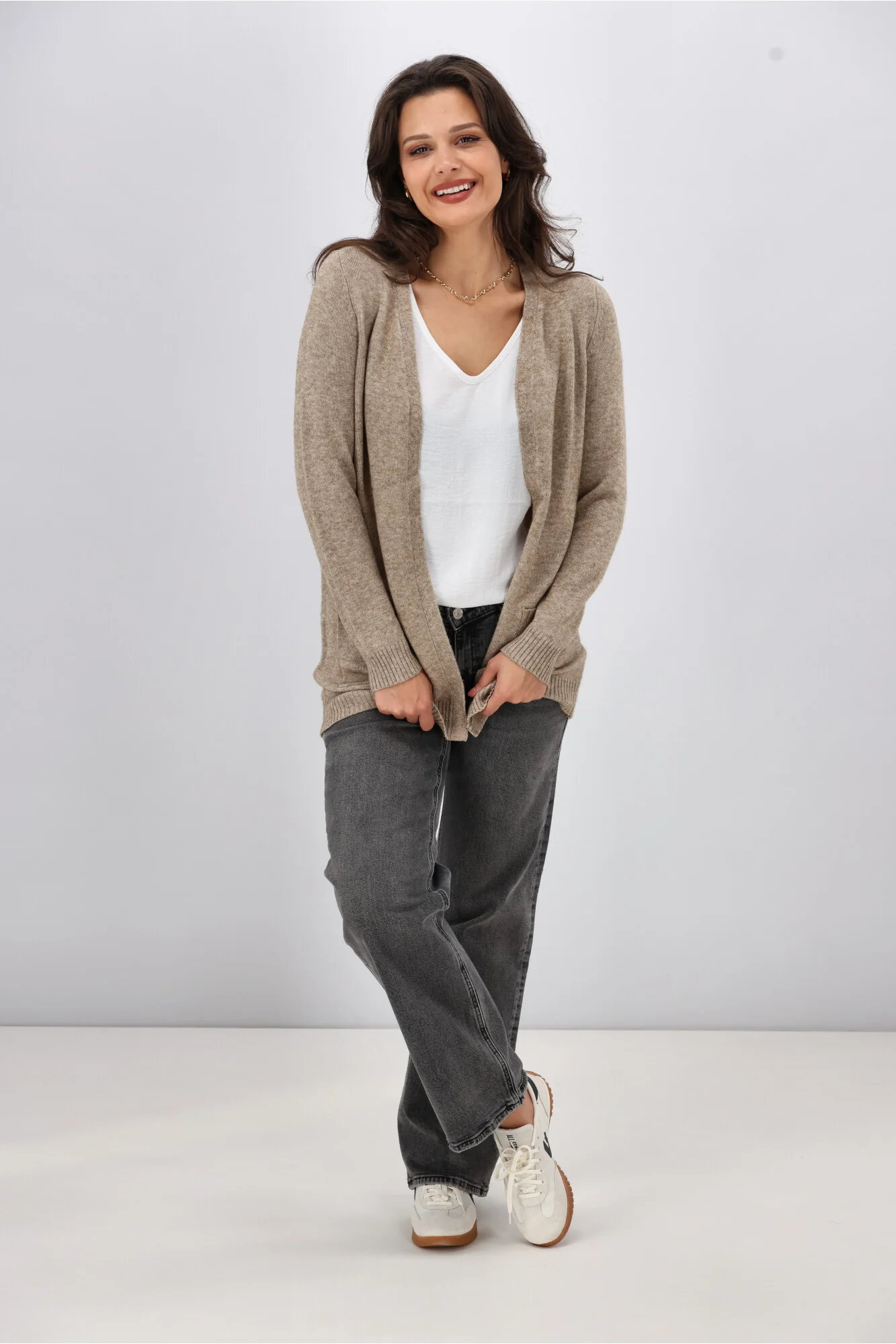 ONLY Lesly L/S Open Cardigan Beige - Image 5