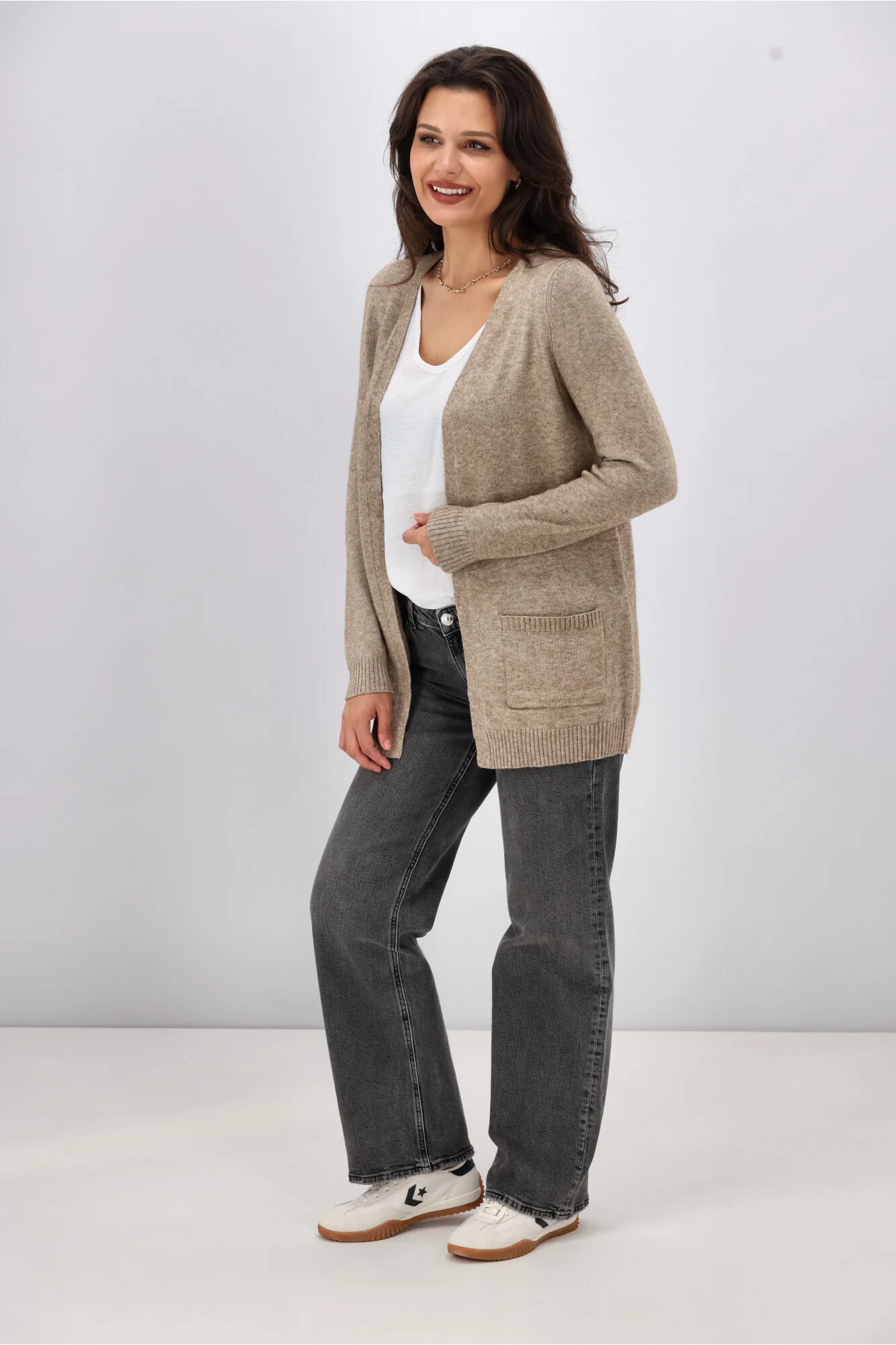 ONLY Lesly L/S Open Cardigan Beige - Image 6