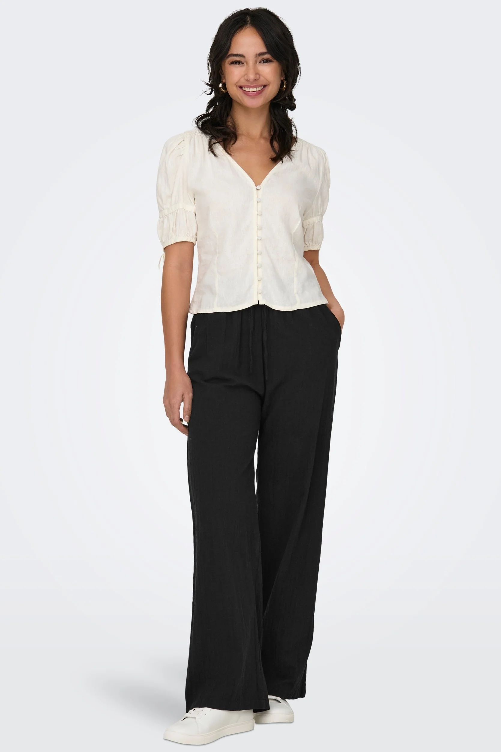 ONLY Tizana Cotton Loose Pant Black