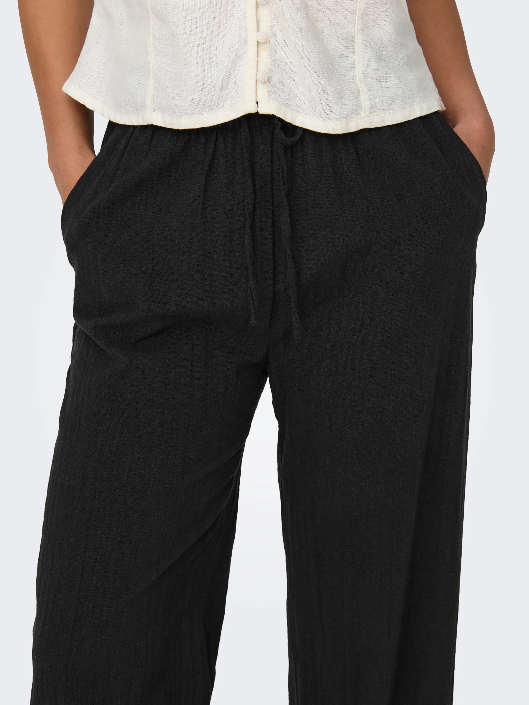 ONLY Tizana Cotton Loose Pant Black - Image 3