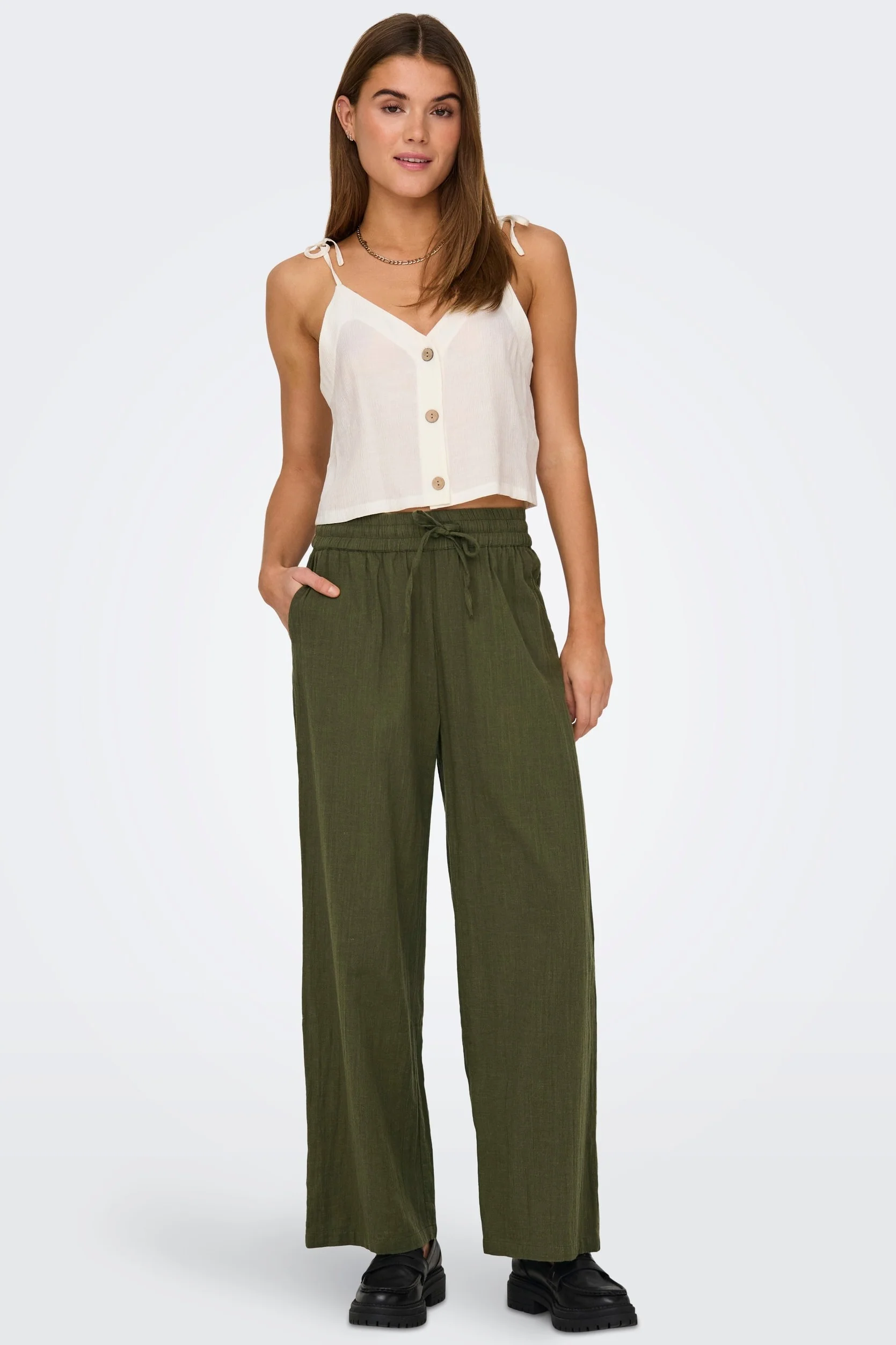 ONLY Tizana Cotton Loose Pant Grape Leaf