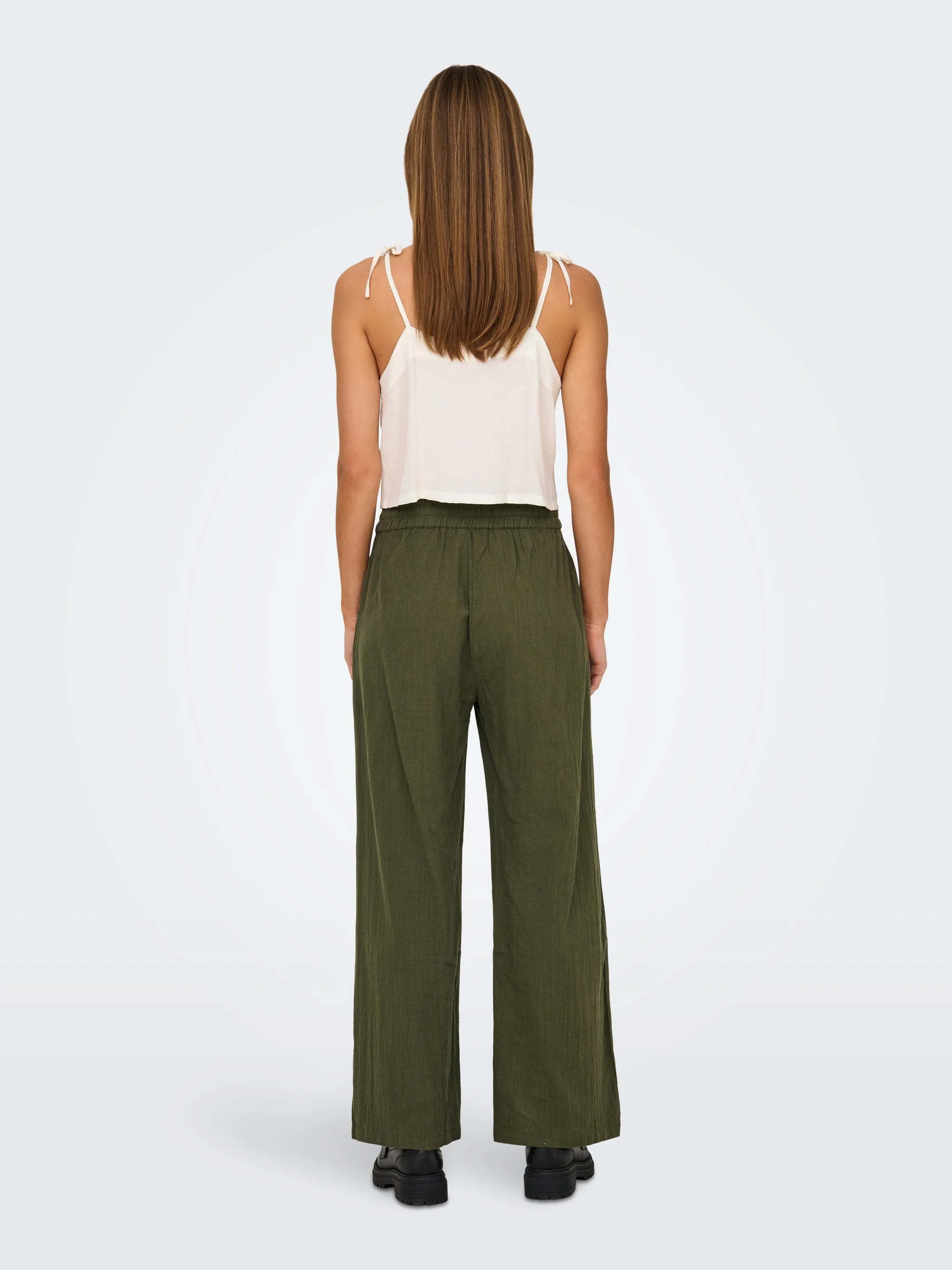 ONLY Tizana Cotton Loose Pant Grape Leaf - Image 5