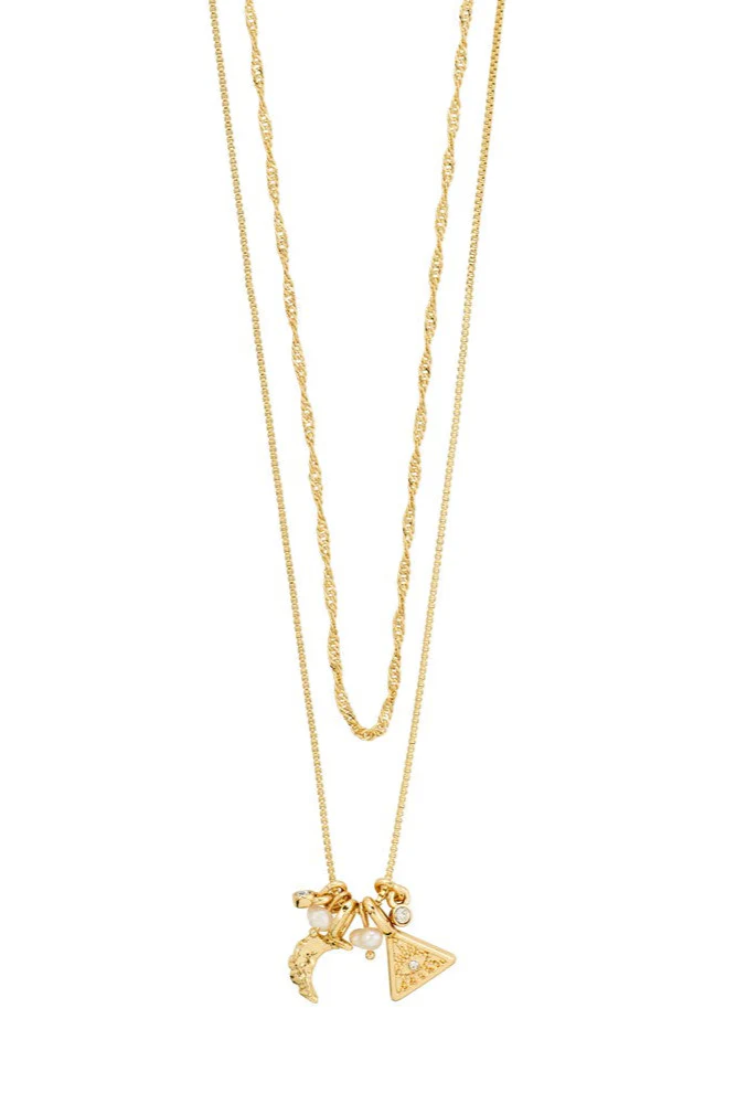 Pilgrim Between Recycled White Necklace Gold Plated