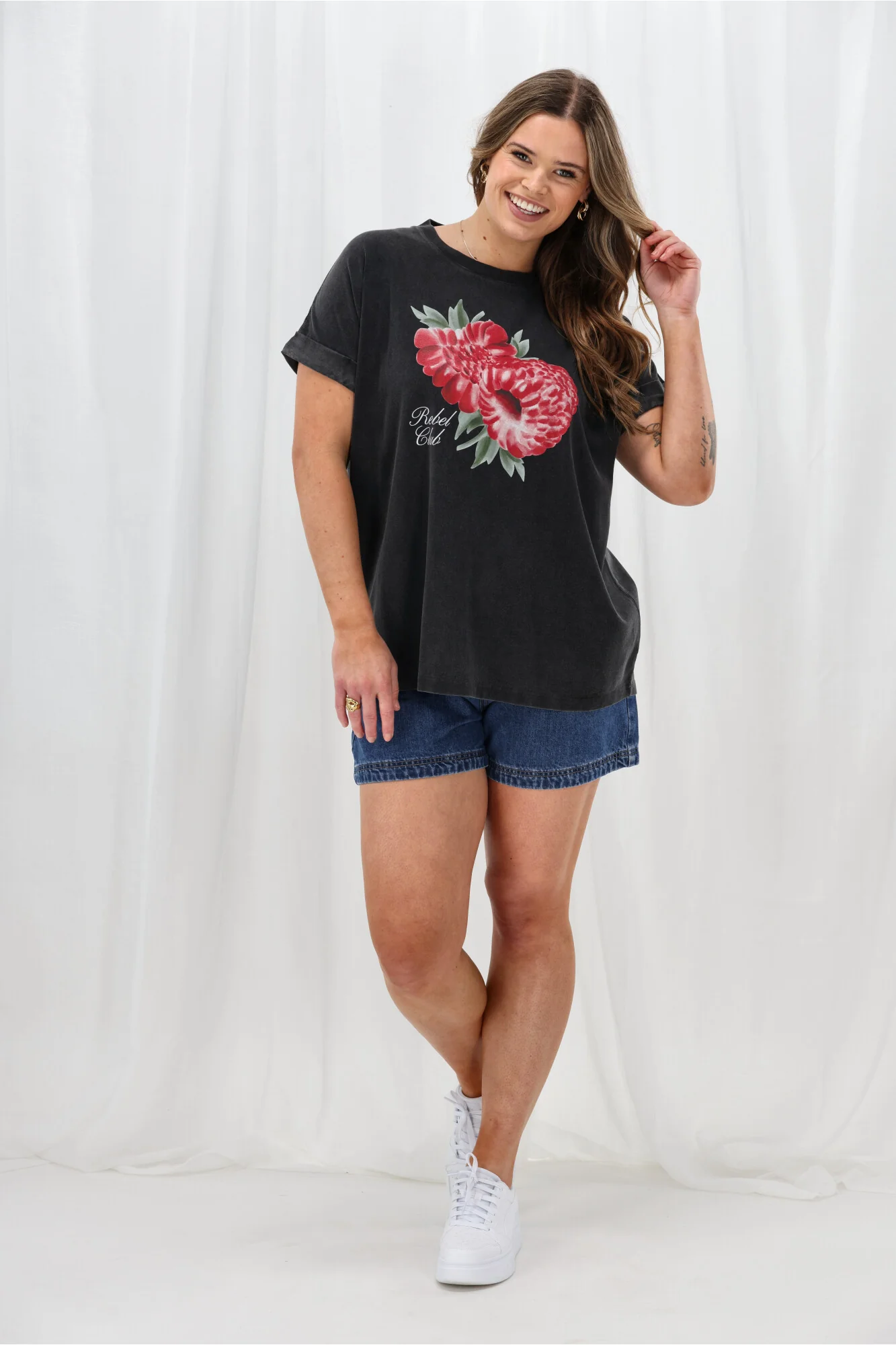 Rebel Club Berry Daze Capsleeve Tee Washed Black - Image 2