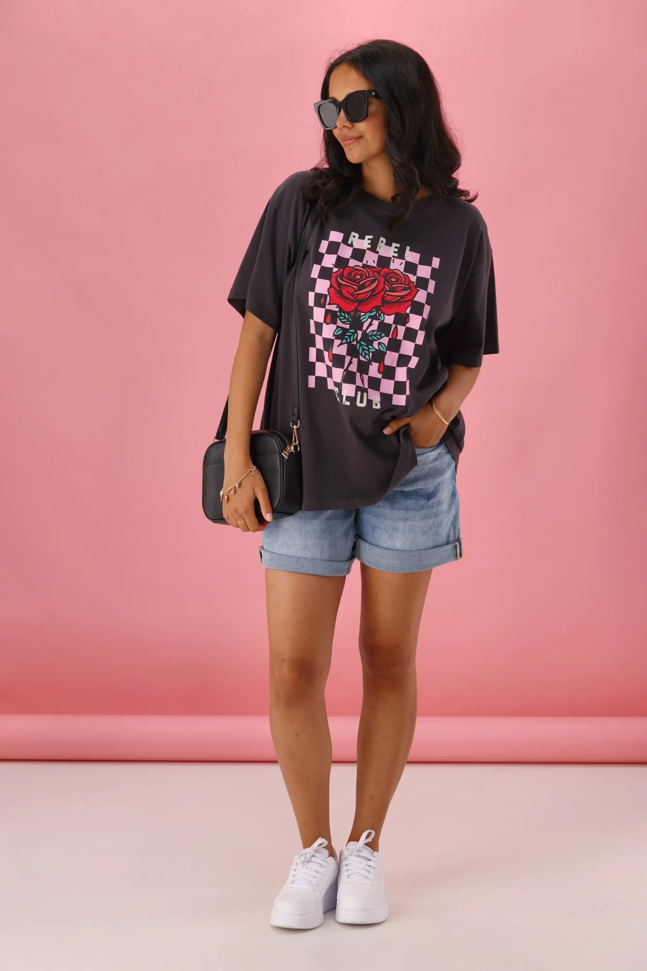 Rebel Club Bleeding Rose Tee Washed Black - Image 4