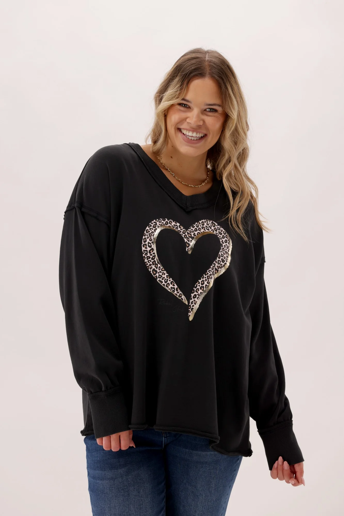 Rebel Club Brushed Heart Sweater Black