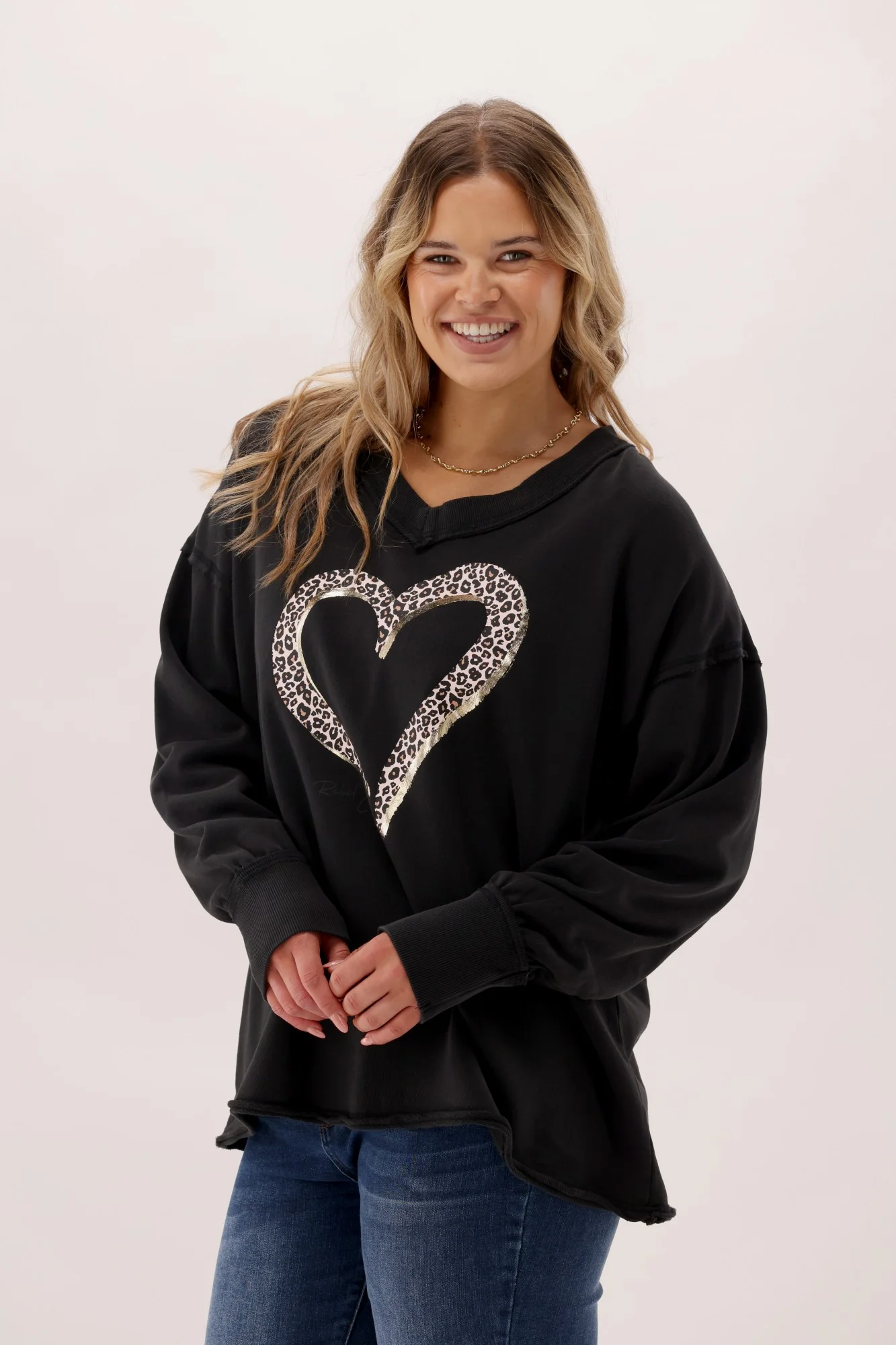 Rebel Club Brushed Heart Sweater Black - Image 2
