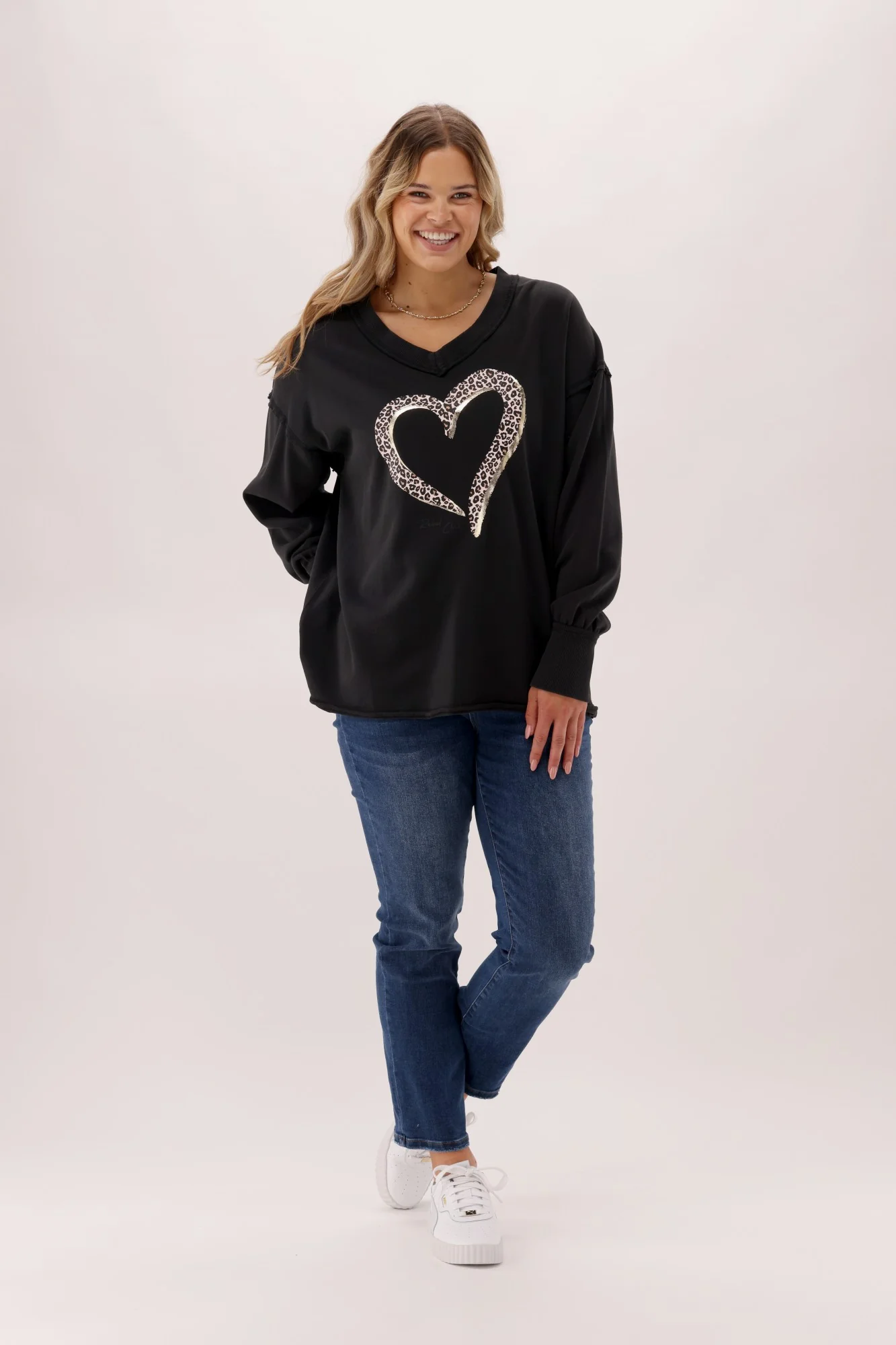 Rebel Club Brushed Heart Sweater Black - Image 3