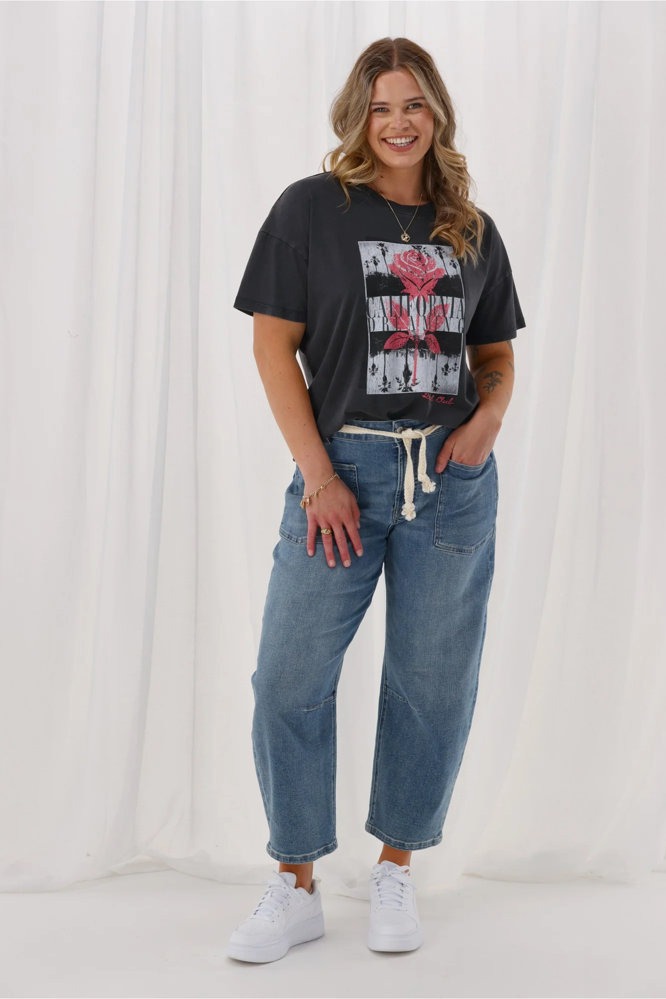 Rebel Club California Dreaming Boyfriend Tee Washed Black - Image 3