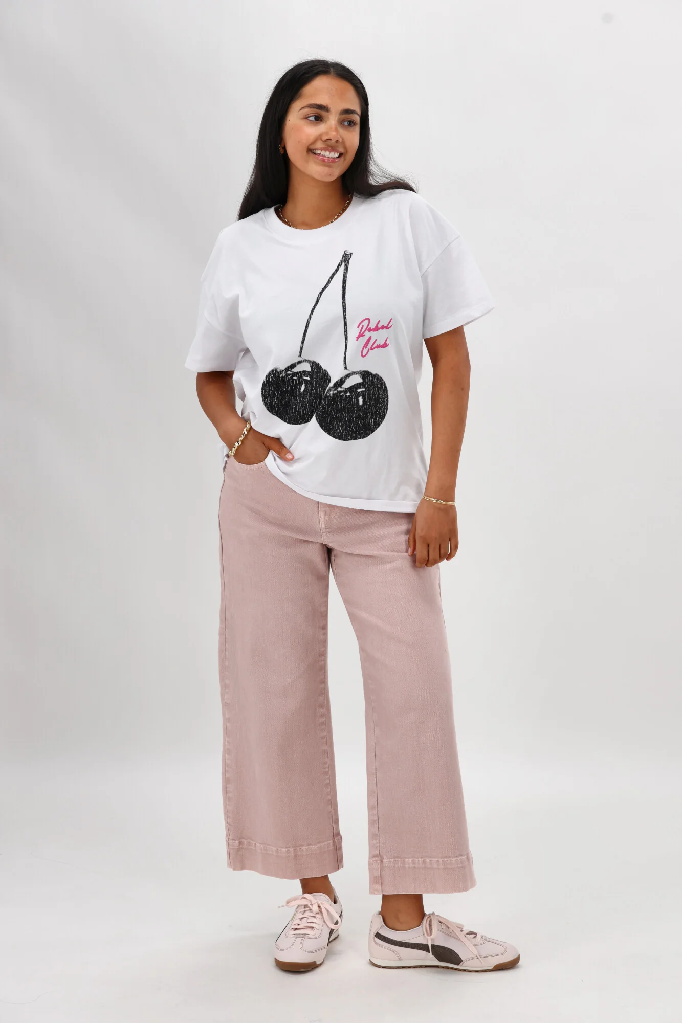 Rebel Club Cherry Boyfriend Tee White - Image 8
