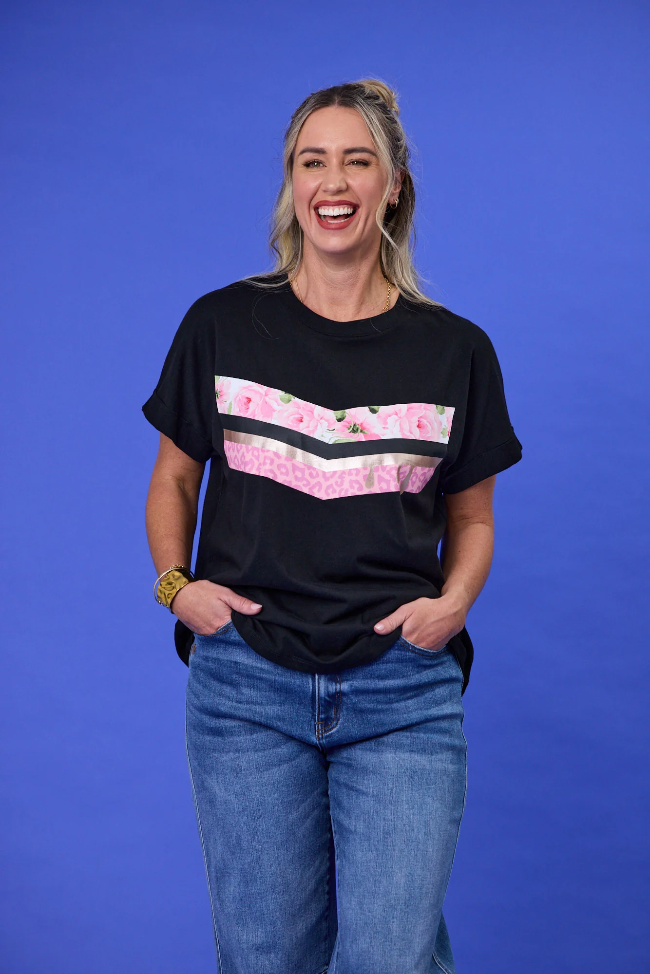 Rebel Club Chevron Flower Tee Black - Image 3